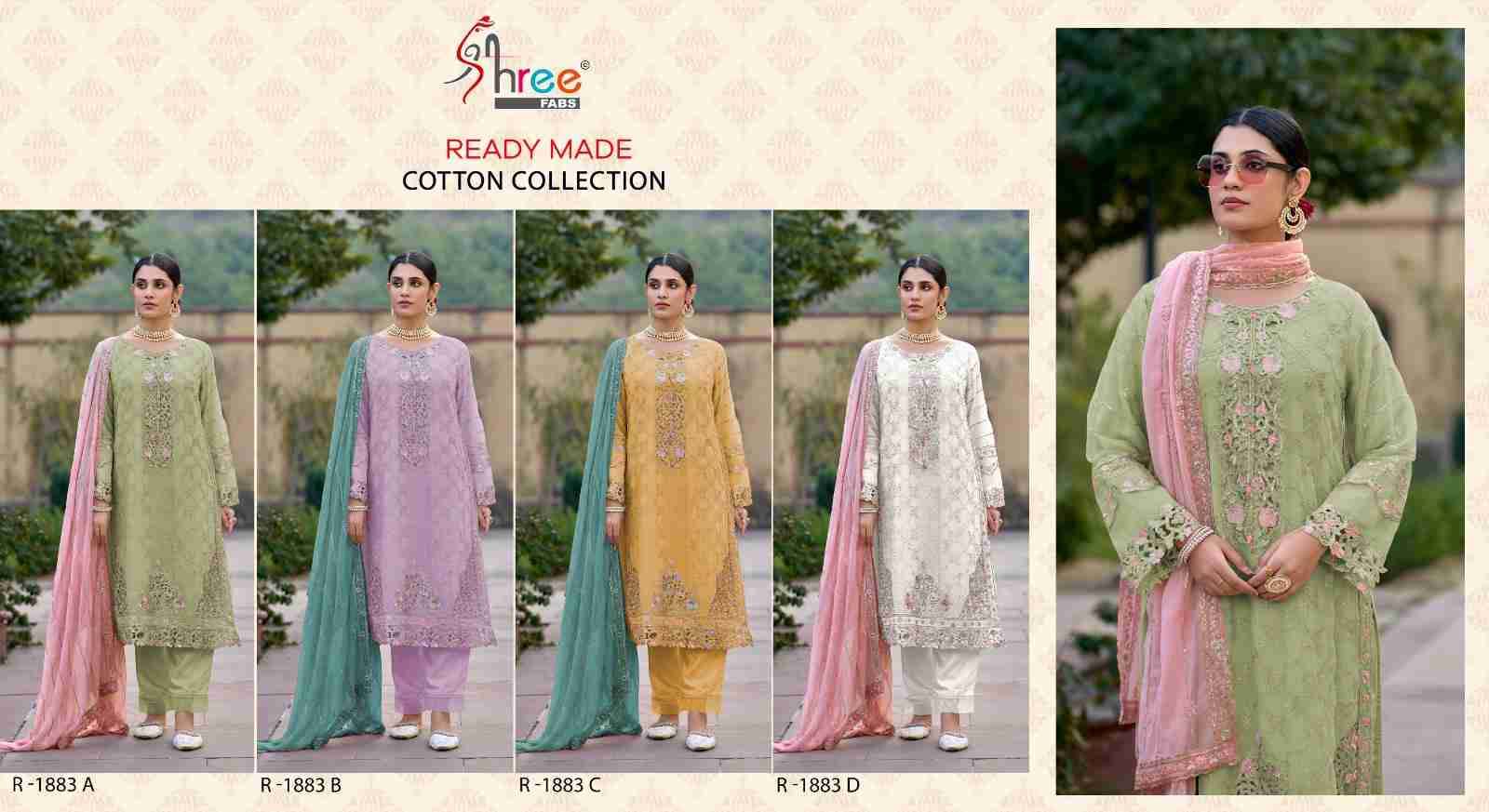 Shree Fabs Hit Design R-1883 Colours By Shree Fabs R-1883-A To R-1883-D Series Designer Pakistani Suits Collection Beautiful Stylish Fancy Colorful Party Wear & Occasional Wear Cambric Cotton Dresses At Wholesale Price