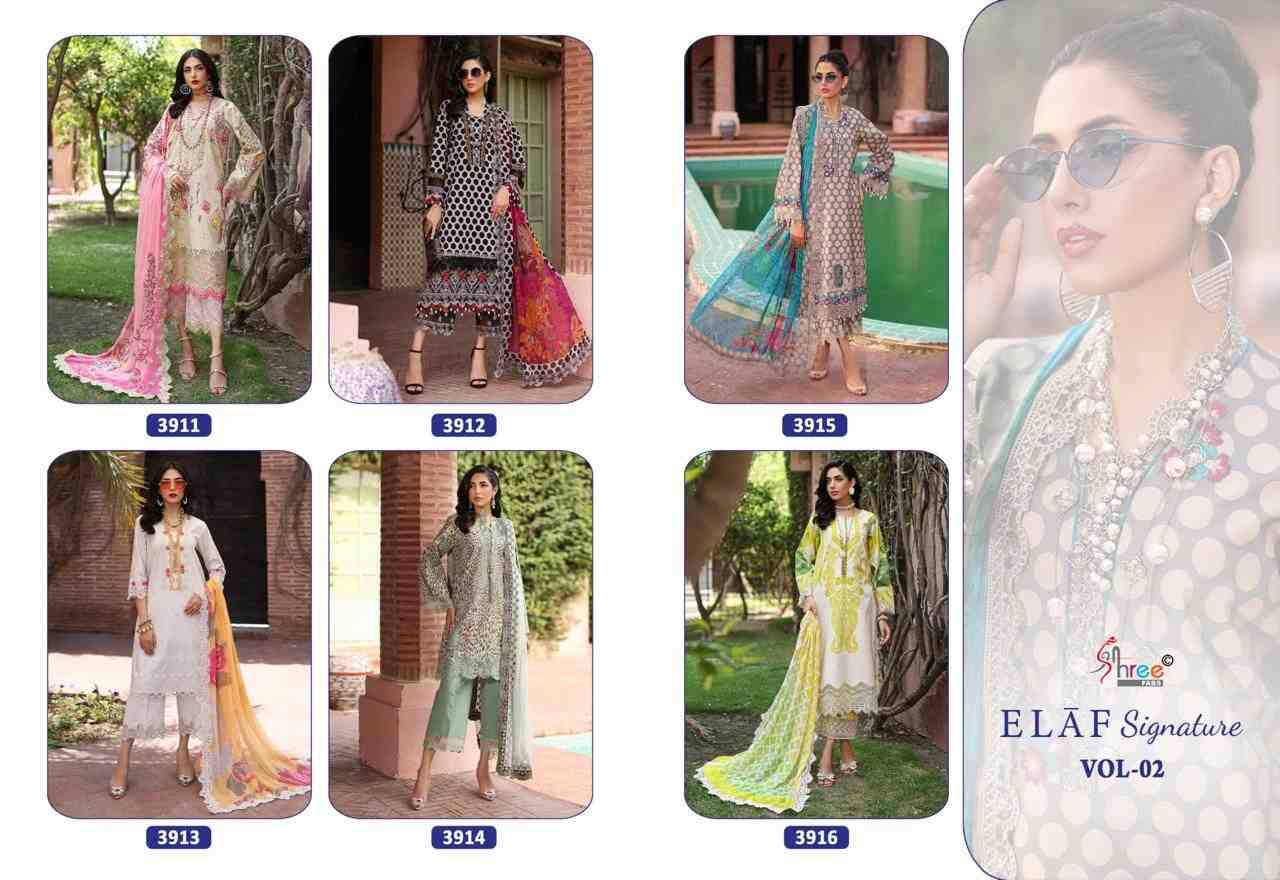 Elaf Signature Vol-2 By Shree Fabs 3911 To 3916 Series Beautiful Pakistani Suits Colorful Stylish Fancy Casual Wear & Ethnic Wear Pure Lawn Cotton Print Dresses At Wholesale Price