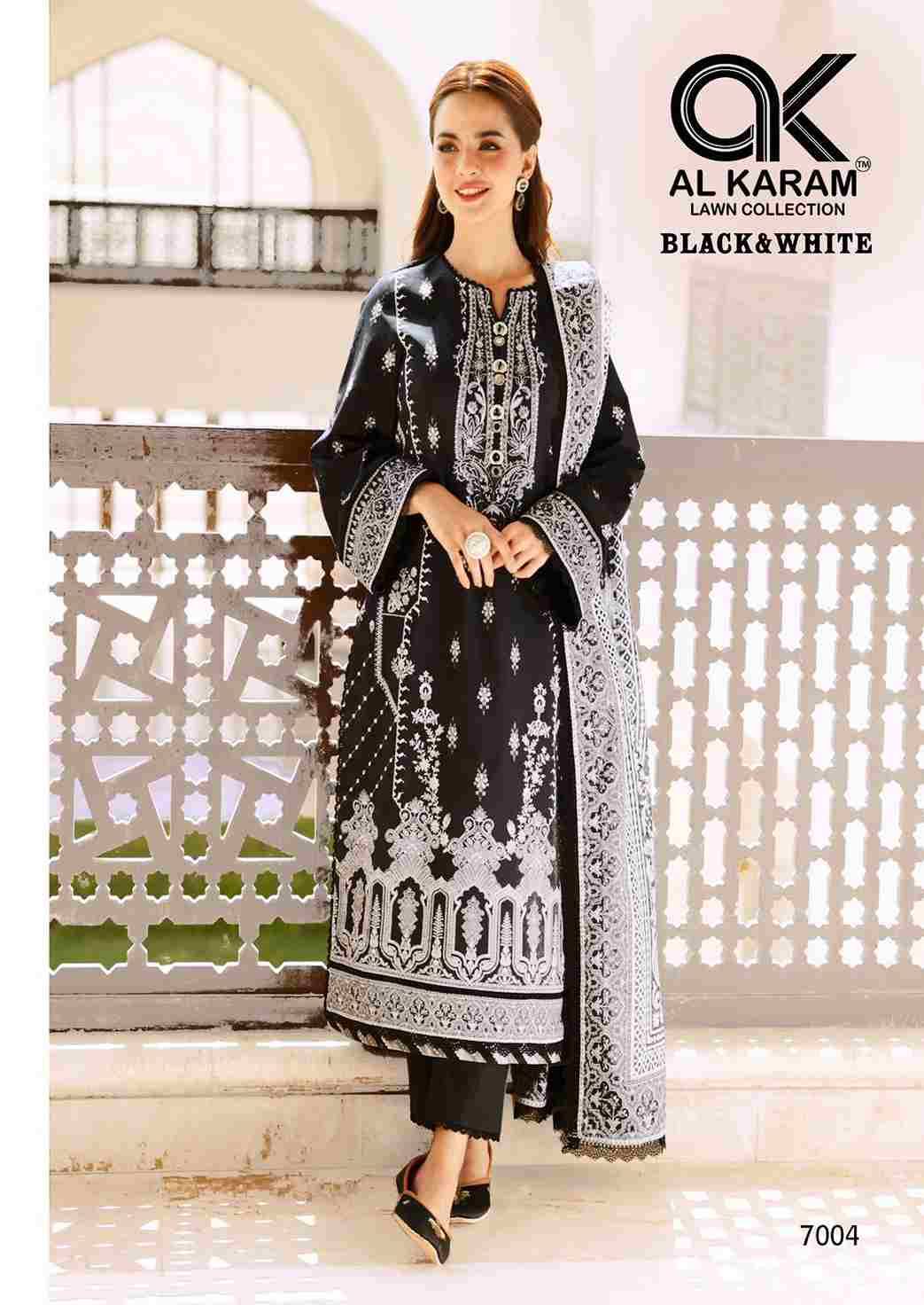 Black And White Vol-7 By Al Karam Lawn Collection 7001 To 7006 Series Beautiful Stylish Festive Suits Fancy Colorful Casual Wear & Ethnic Wear & Ready To Wear Pure Lawn Cotton Print Dresses At Wholesale Price
