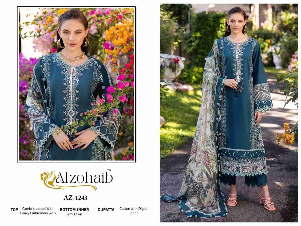 Fatima Vol-1 By Alzohaib 1241 To 1245 Series Beautiful Pakistani Suits Stylish Fancy Colorful Party Wear & Occasional Wear Pure Cotton Dresses At Wholesale Price