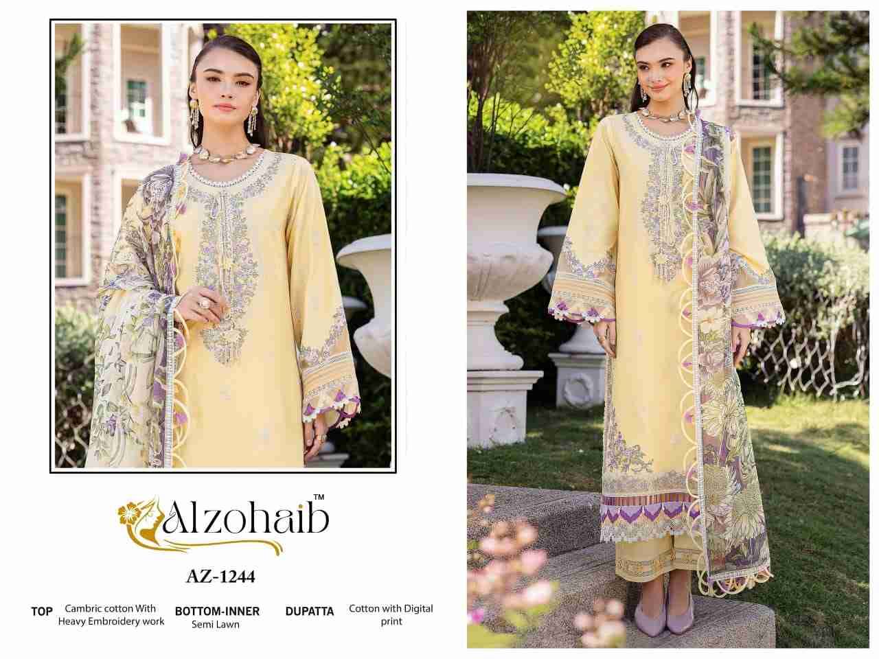Fatima Vol-1 By Alzohaib 1241 To 1245 Series Beautiful Pakistani Suits Stylish Fancy Colorful Party Wear & Occasional Wear Pure Cotton Dresses At Wholesale Price