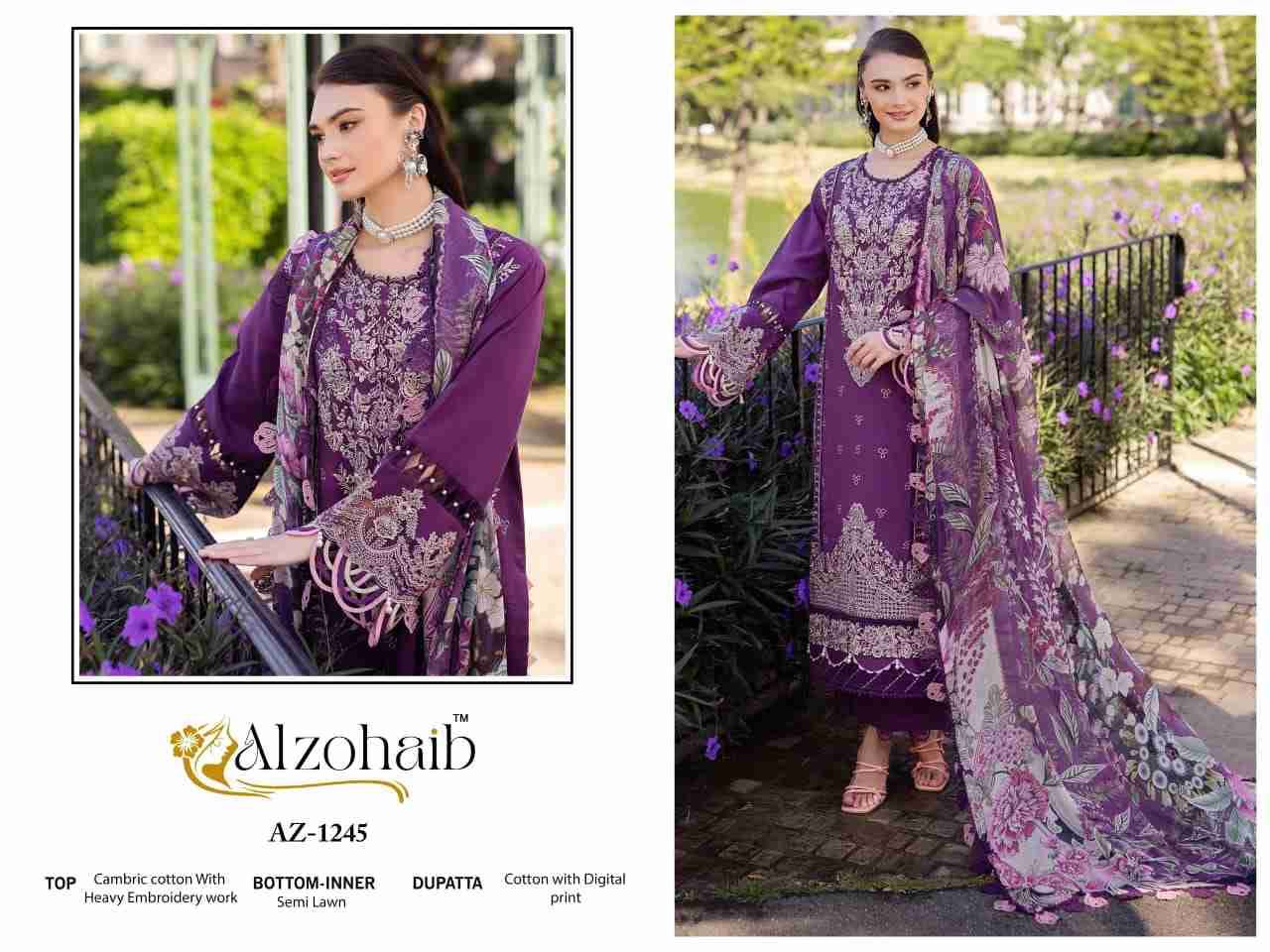 Fatima Vol-1 By Alzohaib 1241 To 1245 Series Beautiful Pakistani Suits Stylish Fancy Colorful Party Wear & Occasional Wear Pure Cotton Dresses At Wholesale Price
