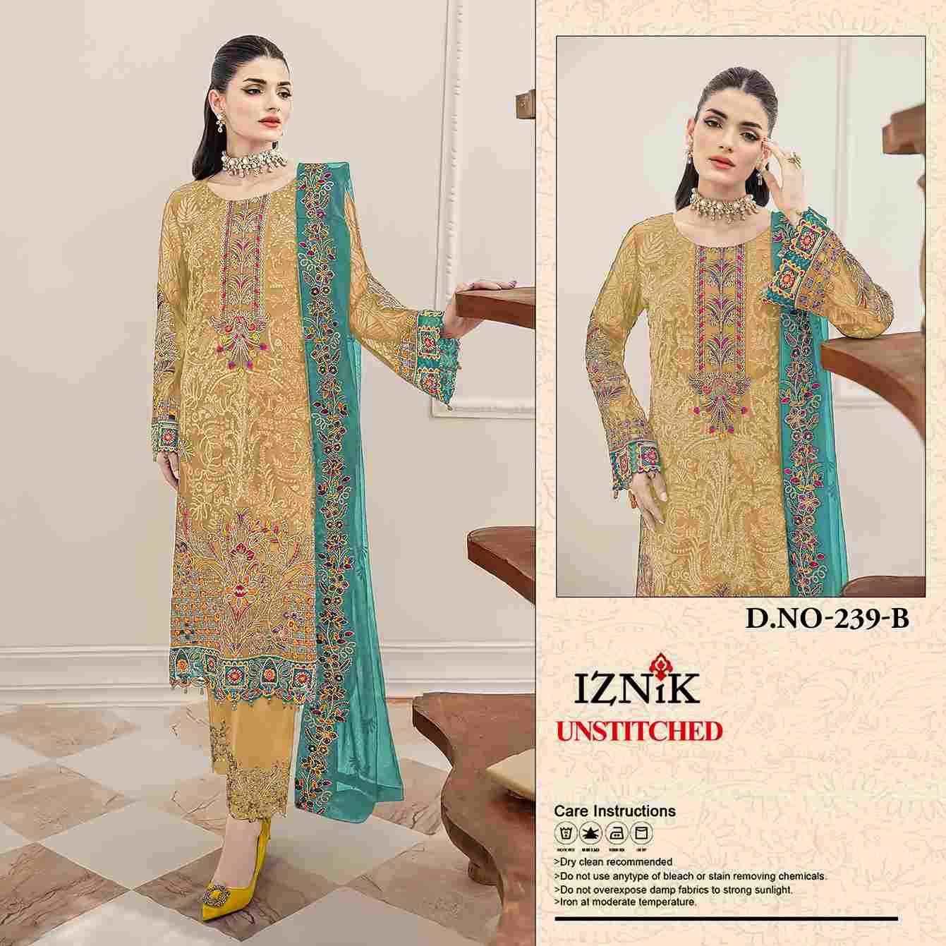 Iznik 239 Colours By Iznik Fab 239 To 239-D Series Designer Pakistani Suits Beautiful Stylish Fancy Colorful Party Wear & Occasional Wear Heavy Organza With Embroidery Dresses At Wholesale Price