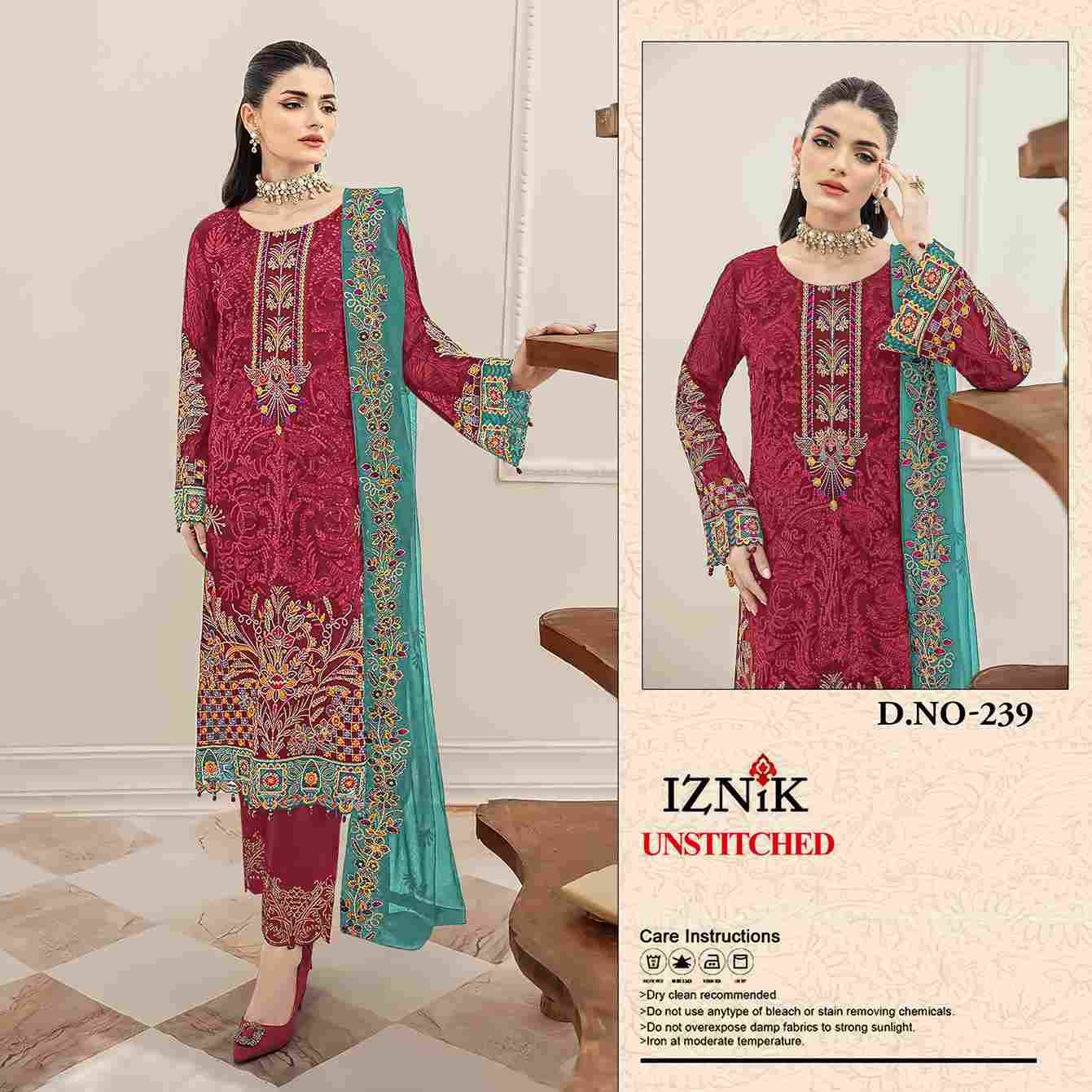 Iznik 239 Colours By Iznik Fab 239 To 239-D Series Designer Pakistani Suits Beautiful Stylish Fancy Colorful Party Wear & Occasional Wear Heavy Organza With Embroidery Dresses At Wholesale Price