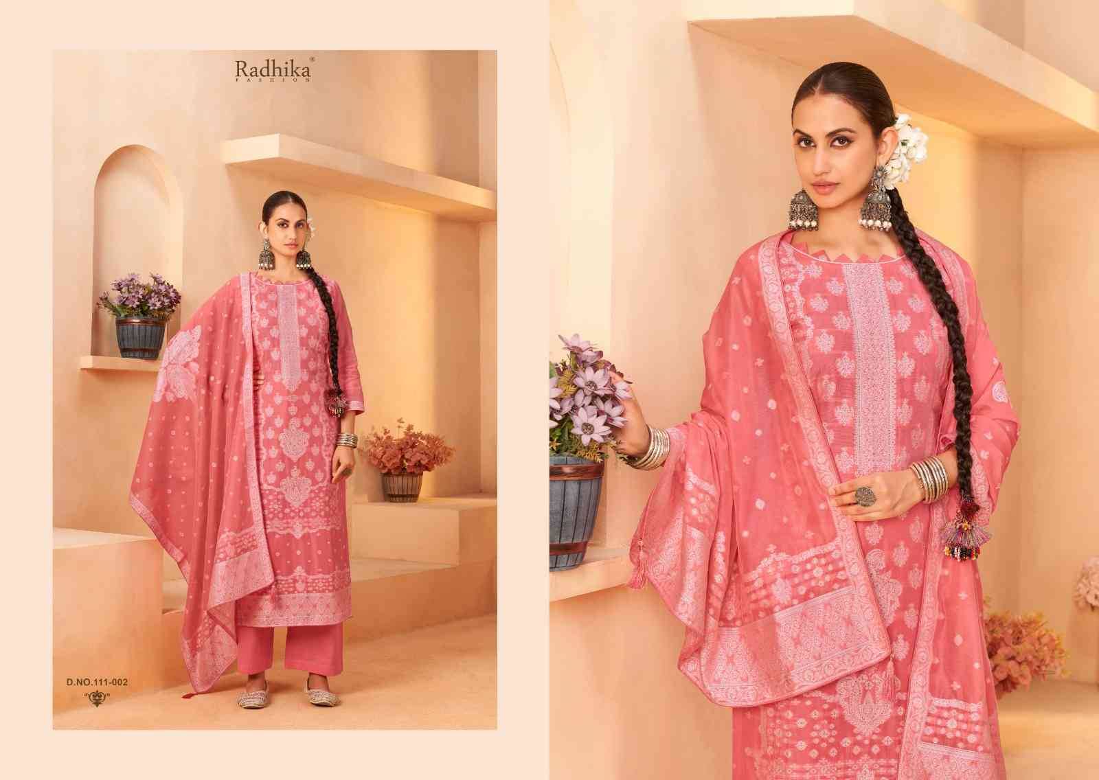 Banarashi Adah Vol-5 By Azara 111-001 To 111-006 Series Beautiful Stylish Festive Suits Fancy Colorful Casual Wear & Ethnic Wear & Ready To Wear Jacquard Cotton Print Dresses At Wholesale Price