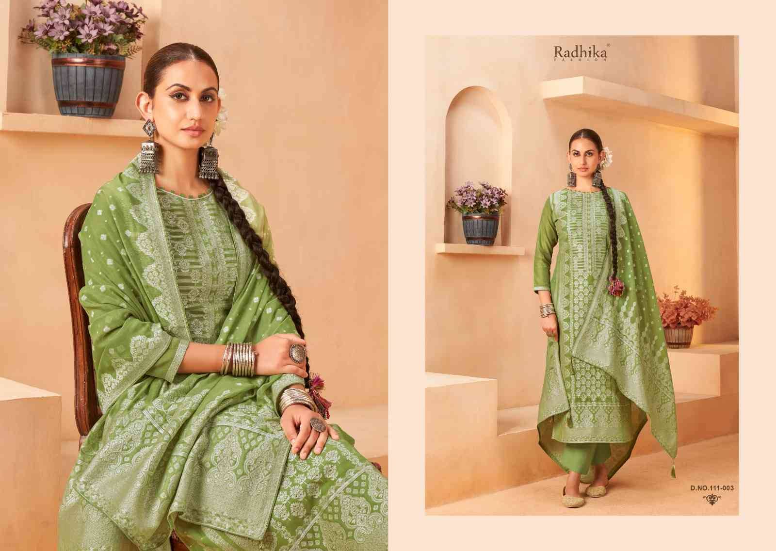 Banarashi Adah Vol-5 By Azara 111-001 To 111-006 Series Beautiful Stylish Festive Suits Fancy Colorful Casual Wear & Ethnic Wear & Ready To Wear Jacquard Cotton Print Dresses At Wholesale Price