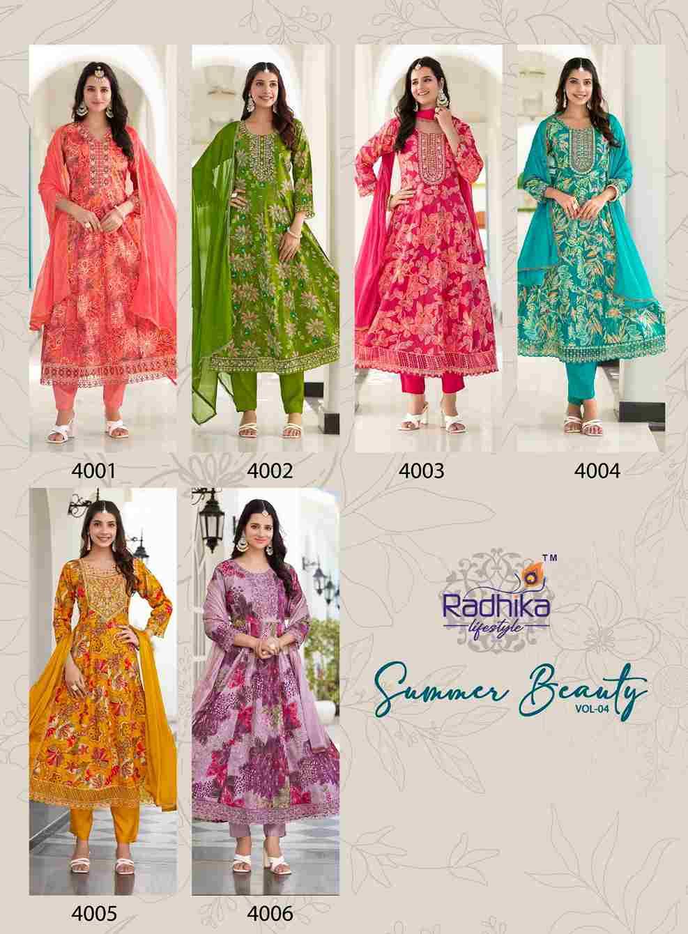 Summer Beauty Vol-4 By Radhika Lifestyle 4001 To 4006 Series Designer Festive Suits Beautiful Stylish Fancy Colorful Party Wear & Occasional Wear Cotton Print Dresses At Wholesale Price