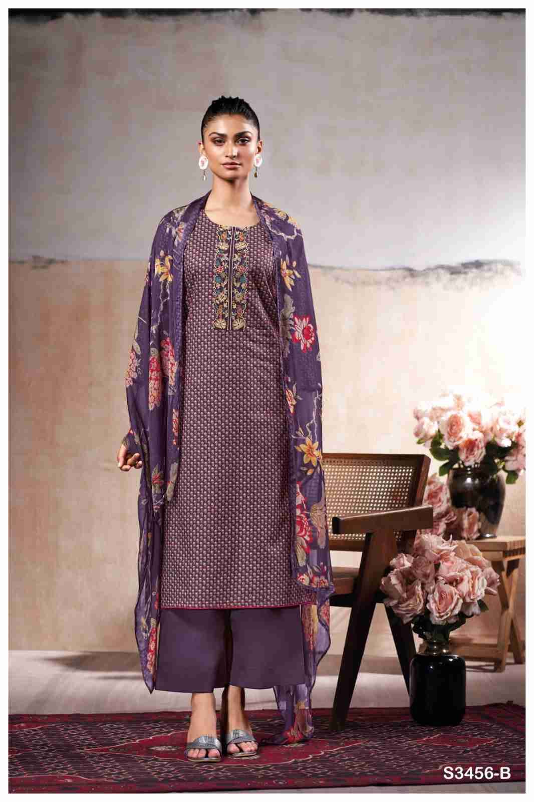 Maheen-3456 By Ganga Fashion 3456-A To 3456-D Series Beautiful Festive Suits Colorful Stylish Fancy Casual Wear & Ethnic Wear Cotton Dresses At Wholesale Price