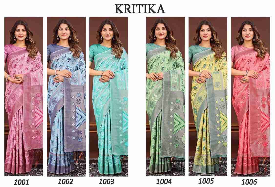Kritika By Fashid Wholesale 1001 To 1006 Series Indian Traditional Wear Collection Beautiful Stylish Fancy Colorful Party Wear & Occasional Wear Linen Cotton Sarees At Wholesale Price