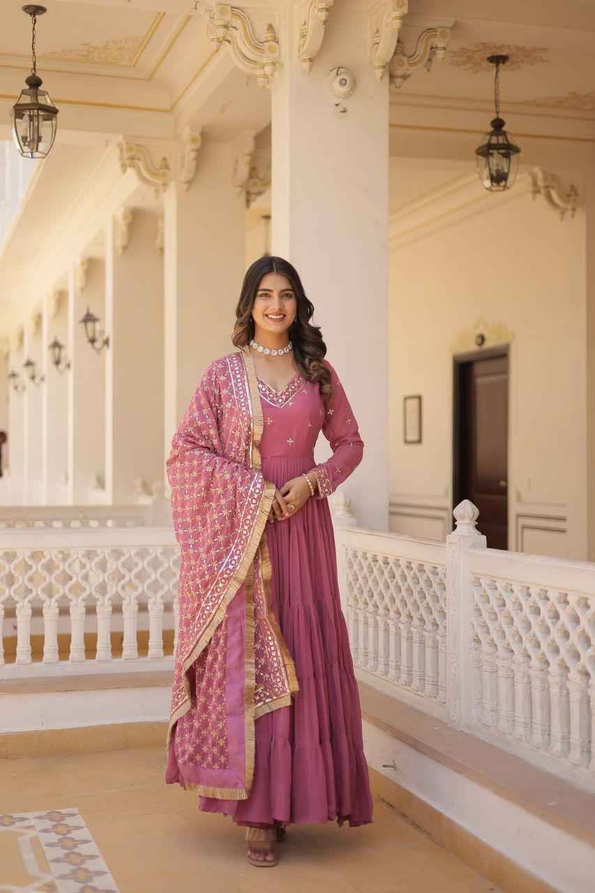 Hf-16 By Fashid Wholesale 01 To 02 Series Suits Beautiful Fancy Colorful Stylish Party Wear & Occasional Wear Faux Georgette Gown At Wholesale Price