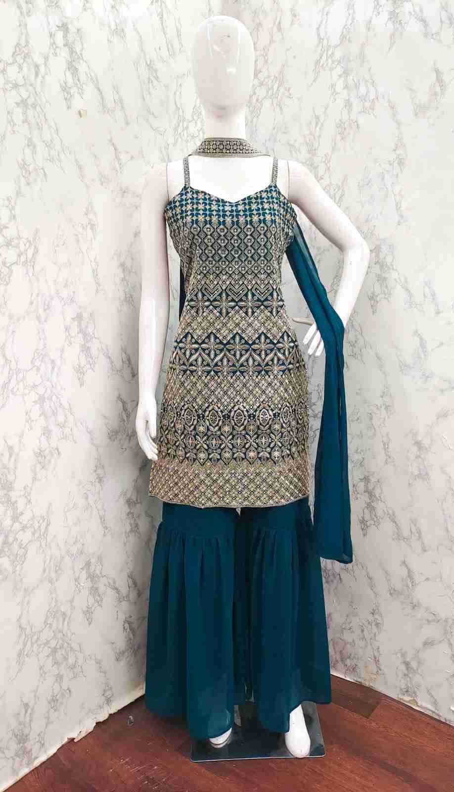 Thread Thrill 004 Colours By Thread Thrill 004-A To 004-D Series Beautiful Sharara Suits Colorful Stylish Fancy Casual Wear & Ethnic Wear Heavy Georgette Dresses At Wholesale Price