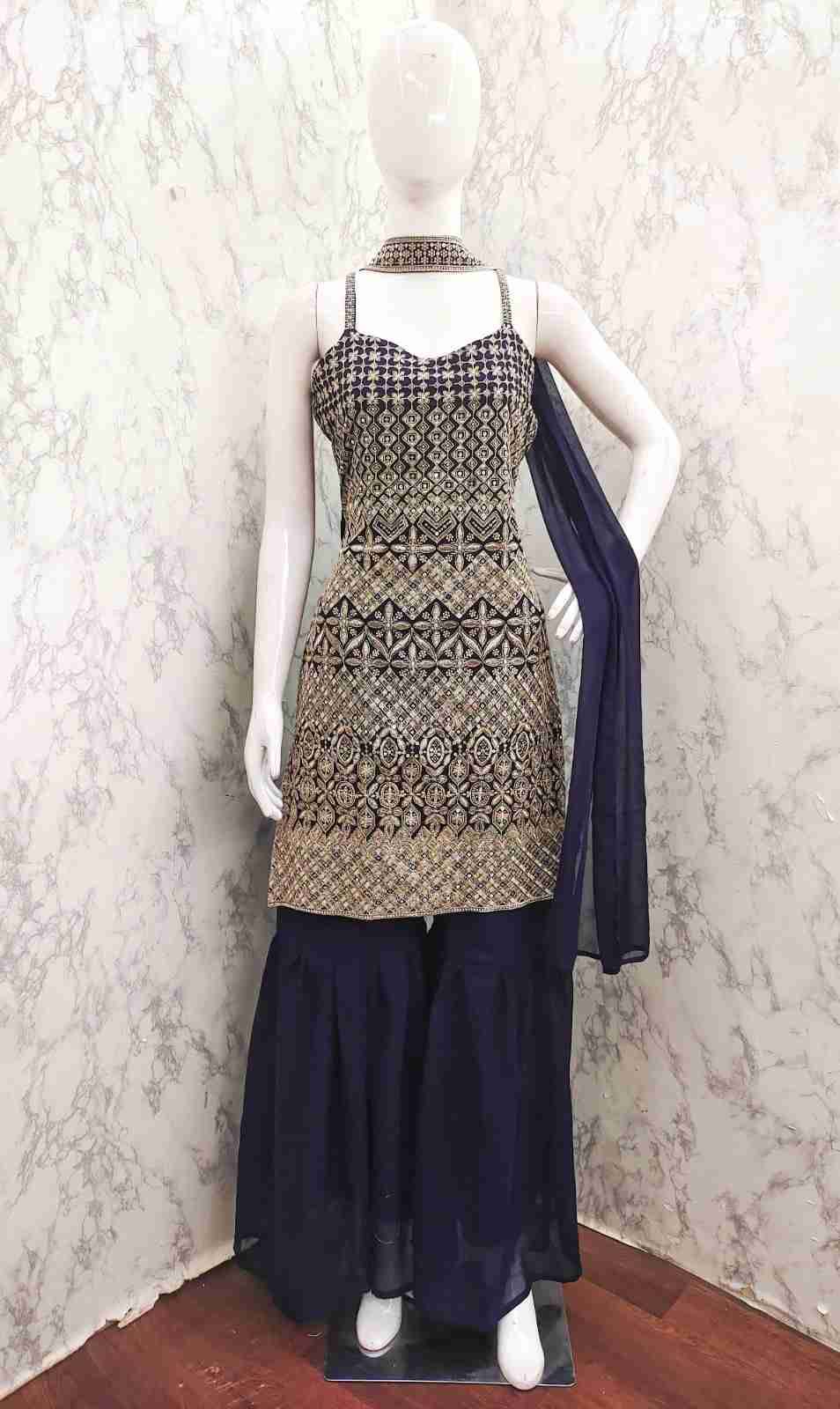 Thread Thrill 004 Colours By Thread Thrill 004-A To 004-D Series Beautiful Sharara Suits Colorful Stylish Fancy Casual Wear & Ethnic Wear Heavy Georgette Dresses At Wholesale Price