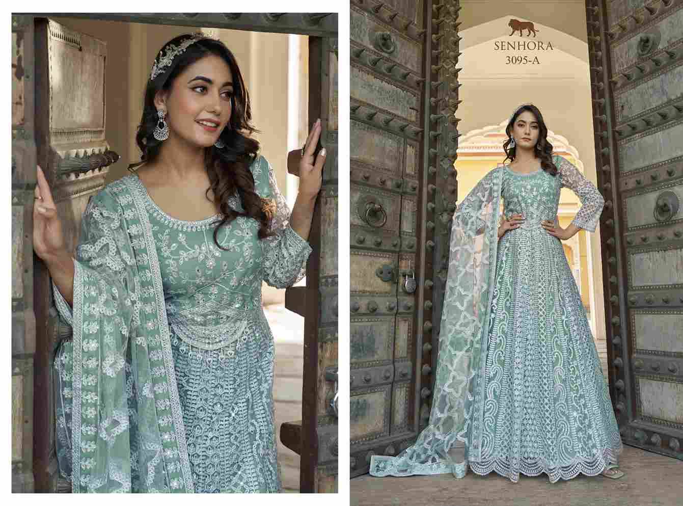 Mehfil By Senhora Dresses 3095-A To 3095-D Series Designer Stylish Fancy Colorful Beautiful Party Wear & Ethnic Wear Collection Pure Net Gowns With Dupatta At Wholesale Price