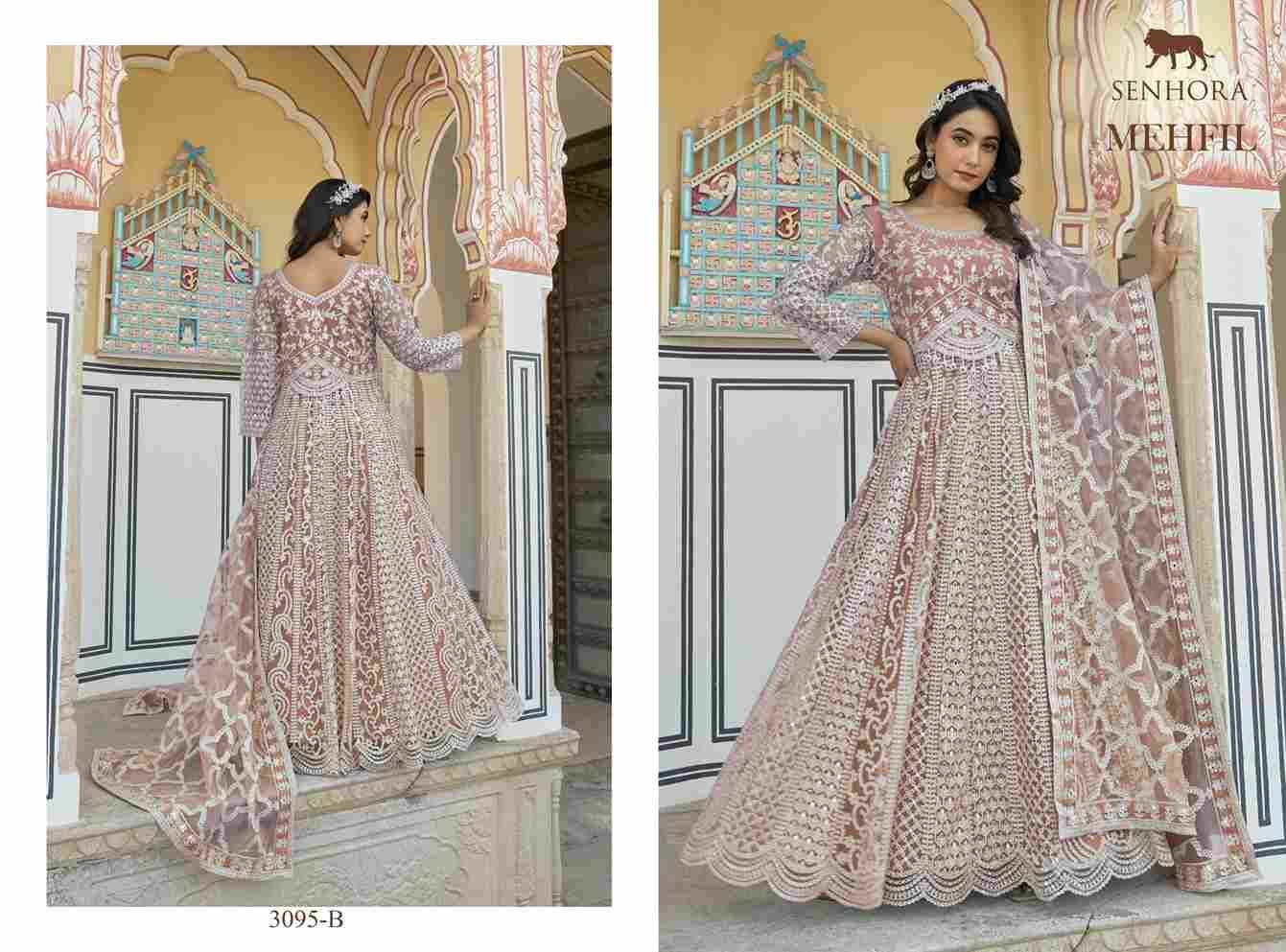 Mehfil By Senhora Dresses 3095-A To 3095-D Series Designer Stylish Fancy Colorful Beautiful Party Wear & Ethnic Wear Collection Pure Net Gowns With Dupatta At Wholesale Price
