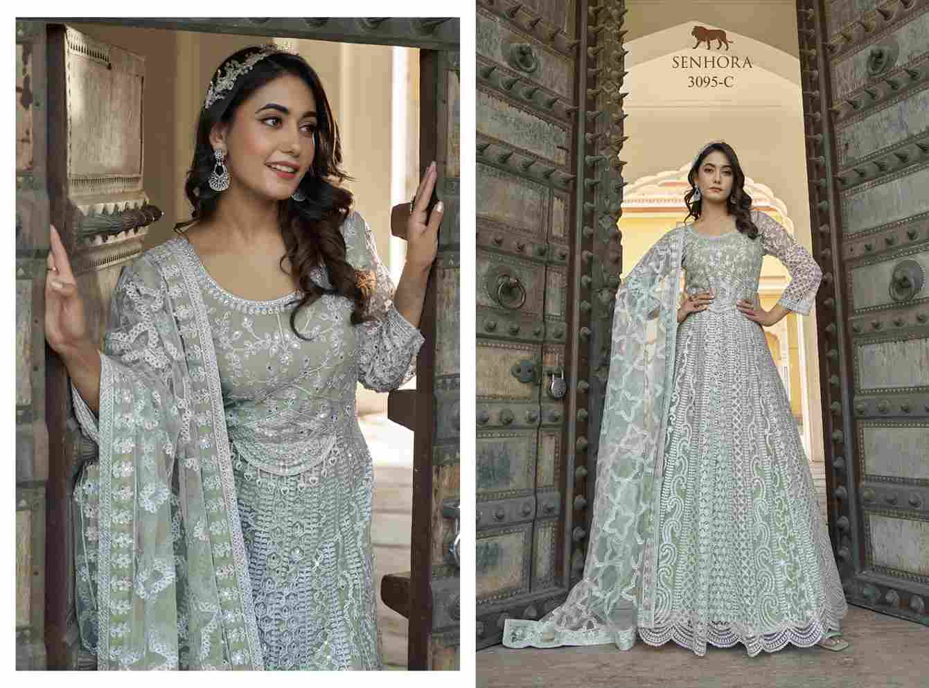 Mehfil By Senhora Dresses 3095-A To 3095-D Series Designer Stylish Fancy Colorful Beautiful Party Wear & Ethnic Wear Collection Pure Net Gowns With Dupatta At Wholesale Price