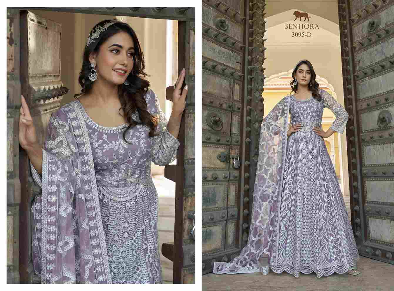 Mehfil By Senhora Dresses 3095-A To 3095-D Series Designer Stylish Fancy Colorful Beautiful Party Wear & Ethnic Wear Collection Pure Net Gowns With Dupatta At Wholesale Price