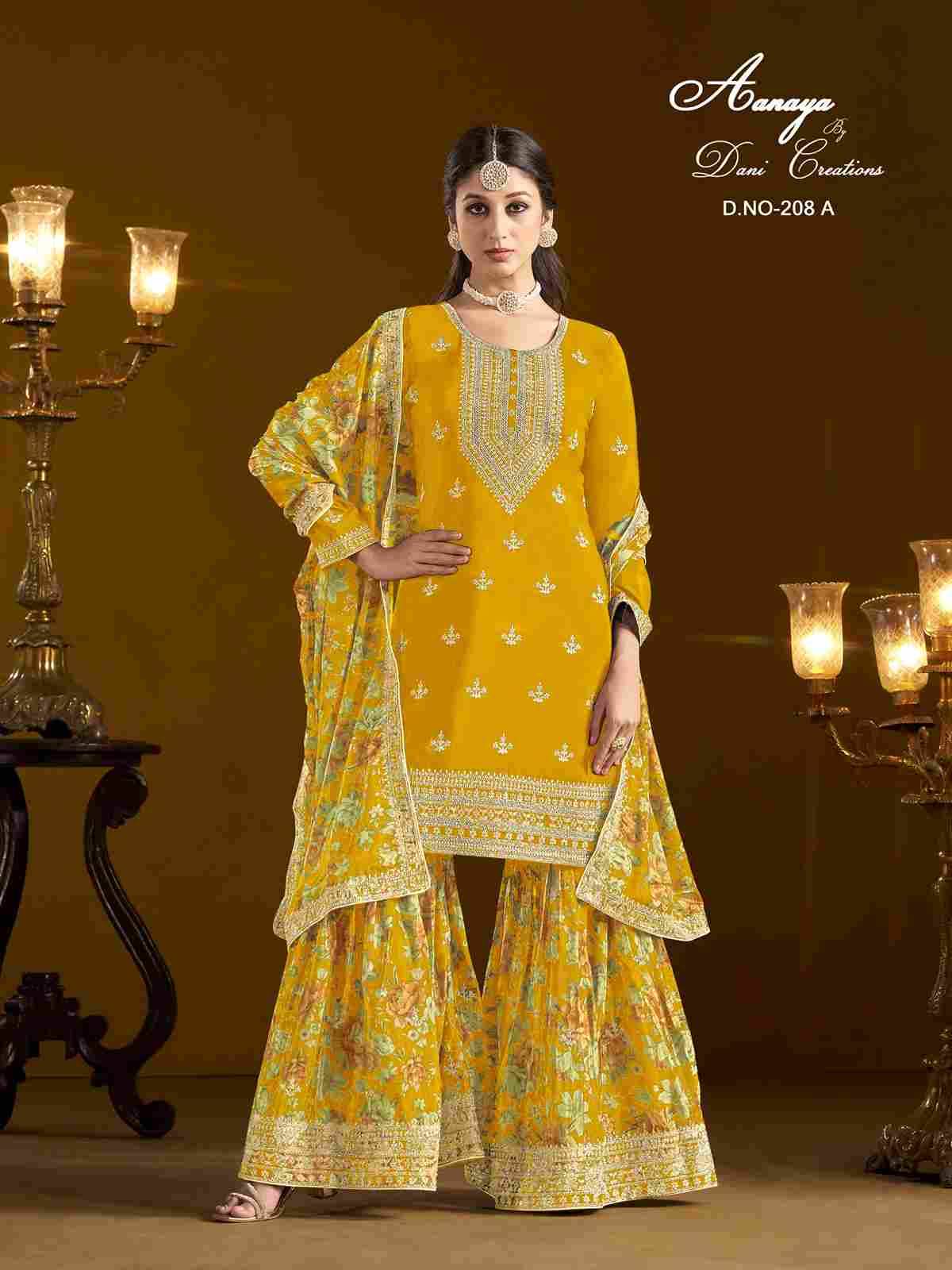 Aanaya Vol-208 By Twisha 208-A To 208-D Series Beautiful Sharara Suits Stylish Fancy Colorful Casual Wear & Ethnic Wear Pure Chinnon Print Dresses At Wholesale Price