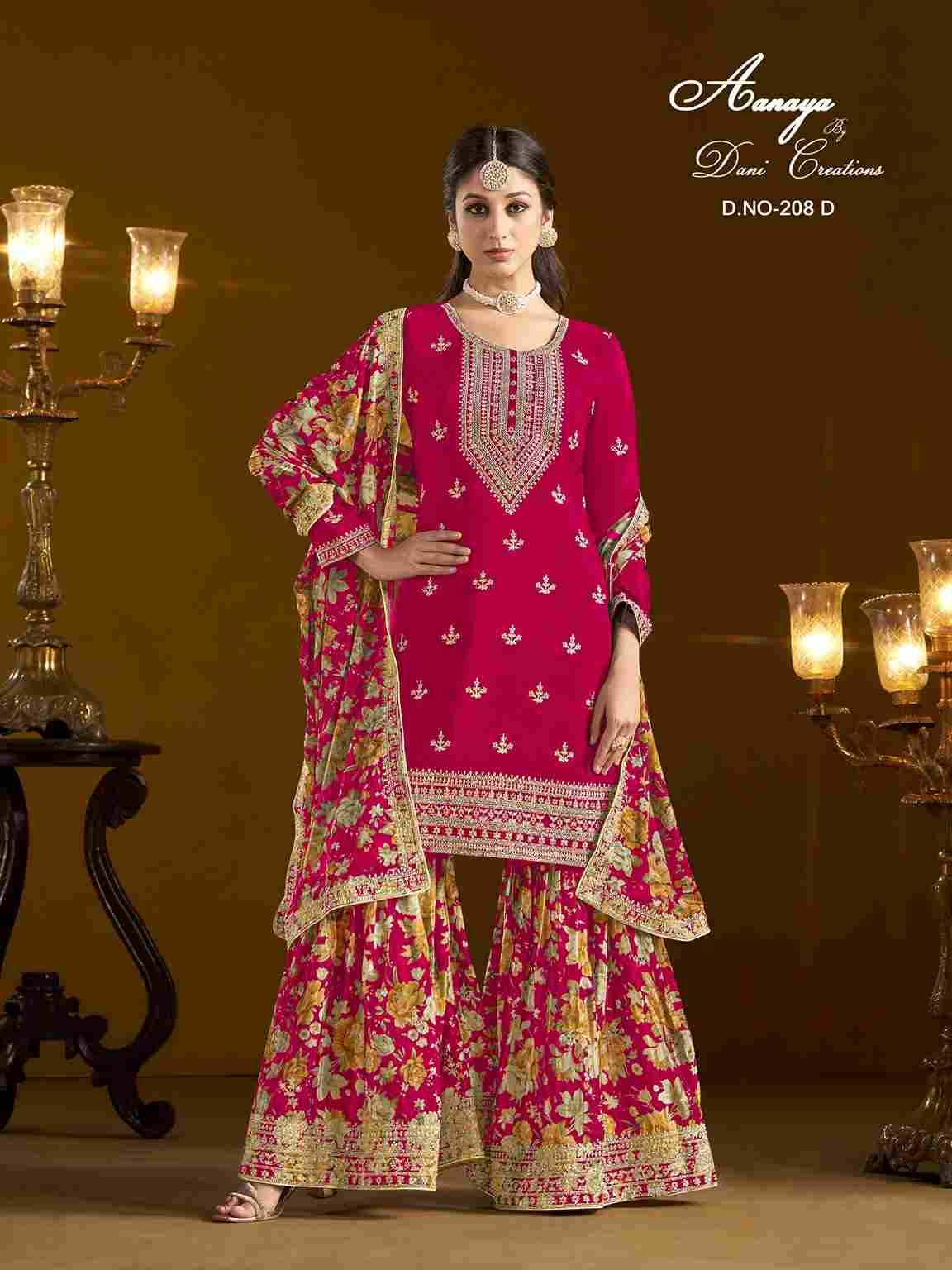 Aanaya Vol-208 By Twisha 208-A To 208-D Series Beautiful Sharara Suits Stylish Fancy Colorful Casual Wear & Ethnic Wear Pure Chinnon Print Dresses At Wholesale Price