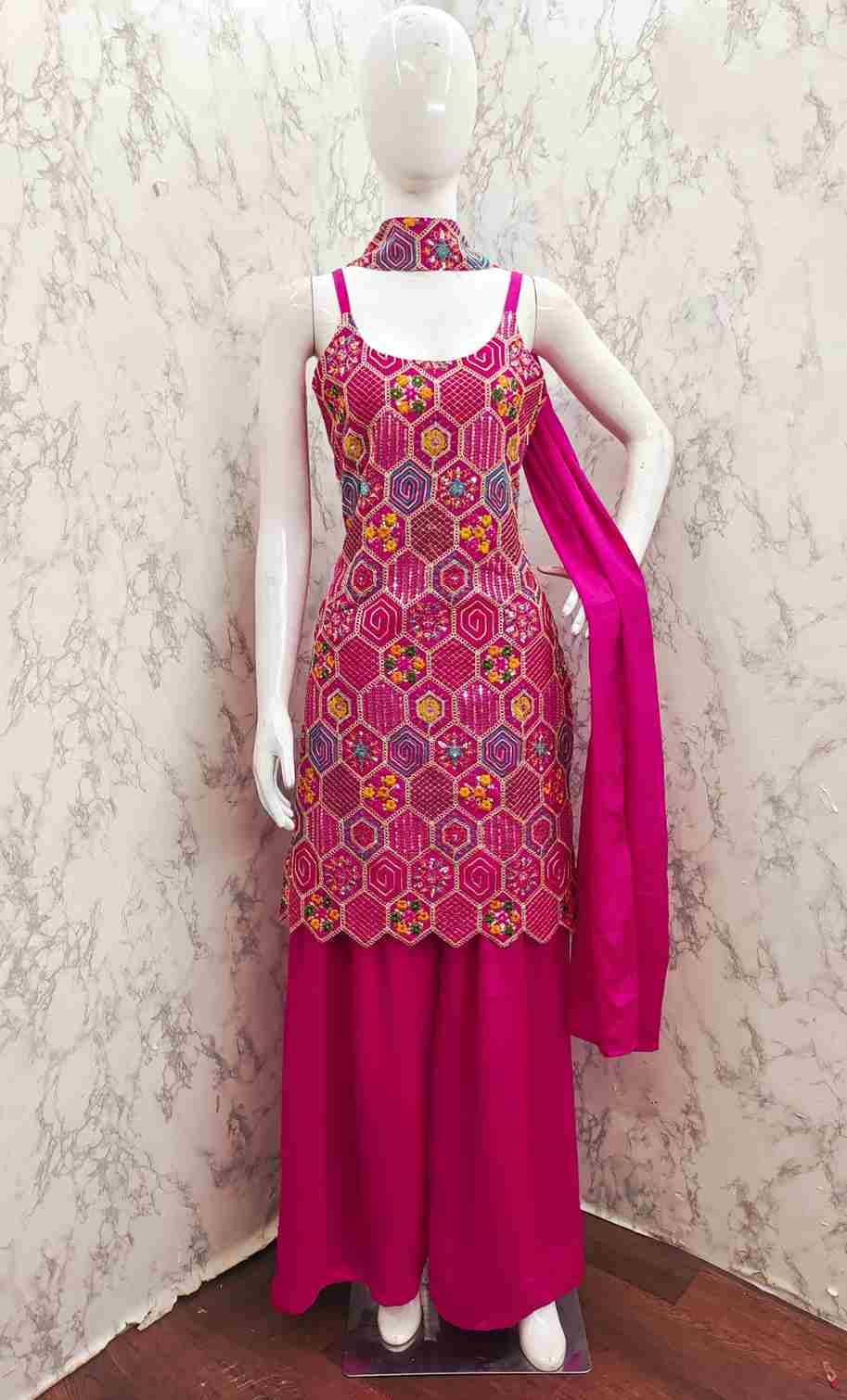 Thread Thrill 005 Colours By Thread Thrill 005-A To 005-D Series Beautiful Sharara Suits Colorful Stylish Fancy Casual Wear & Ethnic Wear Heavy Chinnon Dresses At Wholesale Price