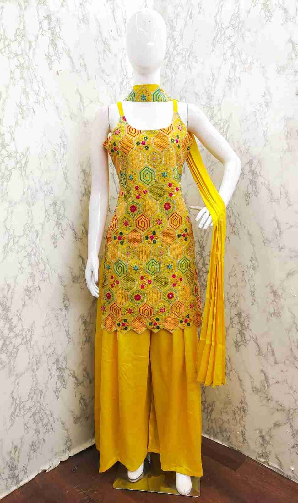 Thread Thrill 005 Colours By Thread Thrill 005-A To 005-D Series Beautiful Sharara Suits Colorful Stylish Fancy Casual Wear & Ethnic Wear Heavy Chinnon Dresses At Wholesale Price