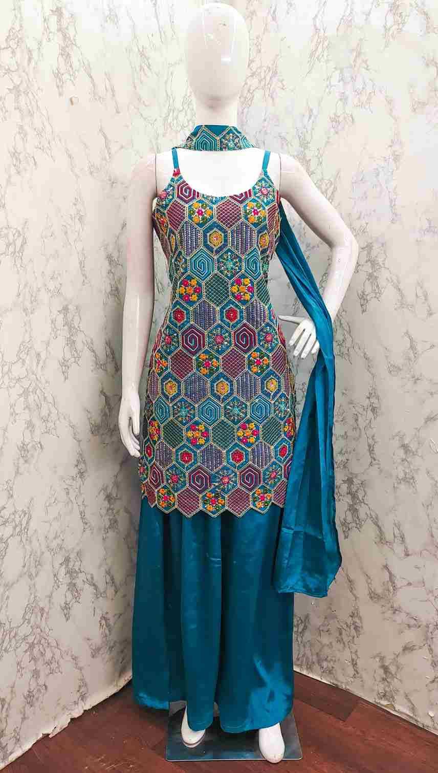 Thread Thrill 005 Colours By Thread Thrill 005-A To 005-D Series Beautiful Sharara Suits Colorful Stylish Fancy Casual Wear & Ethnic Wear Heavy Chinnon Dresses At Wholesale Price