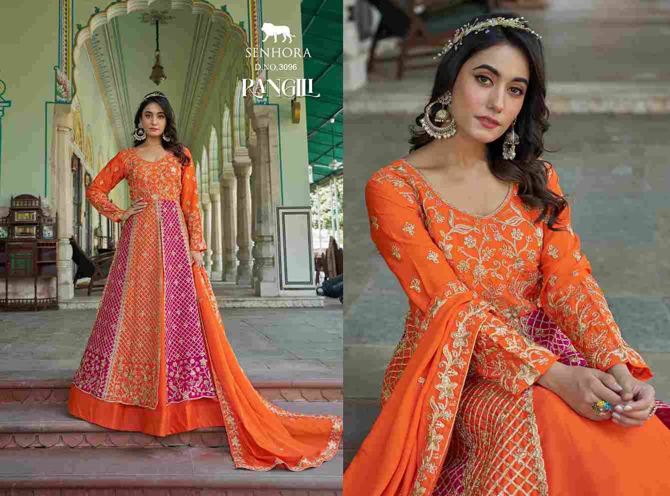 Rangili By Senhora Dresses 3096 To 3097 Series Designer Stylish Fancy Colorful Beautiful Party Wear & Ethnic Wear Collection Chinnon Gowns With Dupatta At Wholesale Price