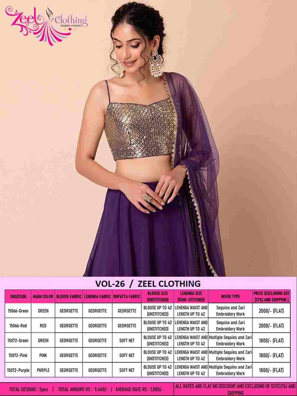 Vol-26 By Zeel Clothing Indian Traditional Wear Bridal Collection Beautiful Stylish Fancy Colorful Party Wear & Occasional Wear Georgette Lehengas At Wholesale Price