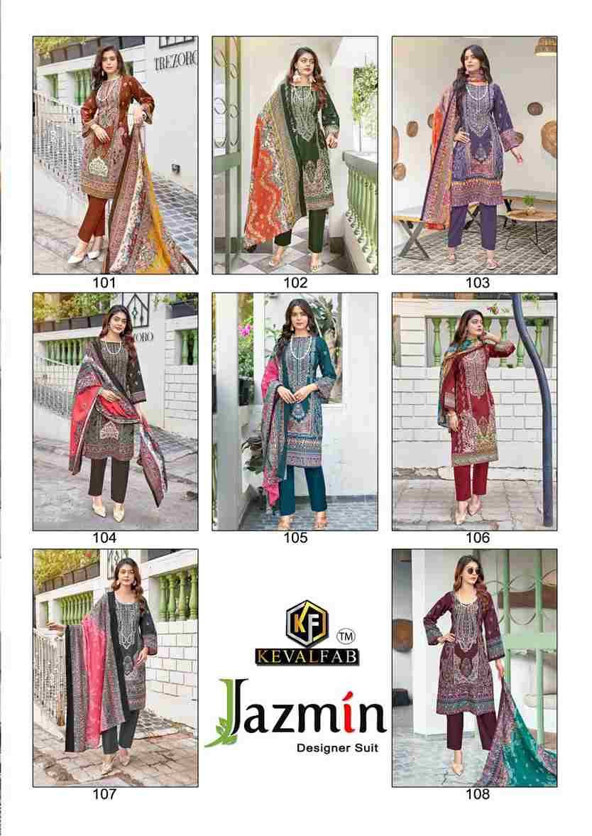 Jazmin By Keval Fab 101 To 108 Series Beautiful Festive Suits Stylish Fancy Colorful Casual Wear & Ethnic Wear Fancy Dresses At Wholesale Price