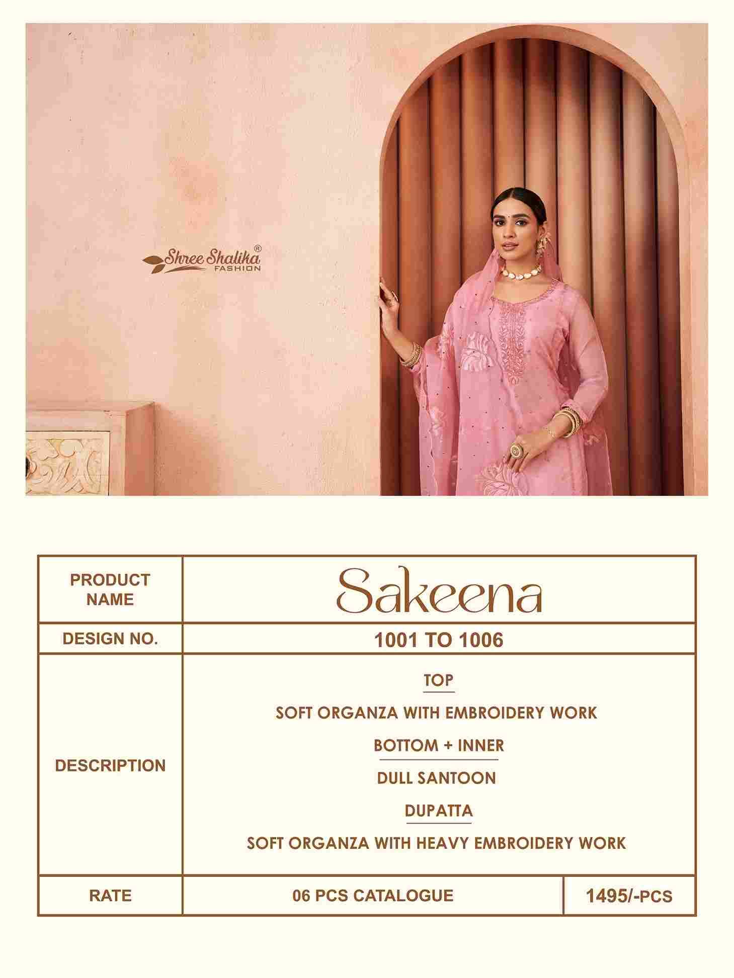Sakeena By Shree Shalika Fashion 1001 To 1006 Series Beautiful Festive Suits Colorful Stylish Fancy Casual Wear & Ethnic Wear Soft Organza Dresses At Wholesale Price