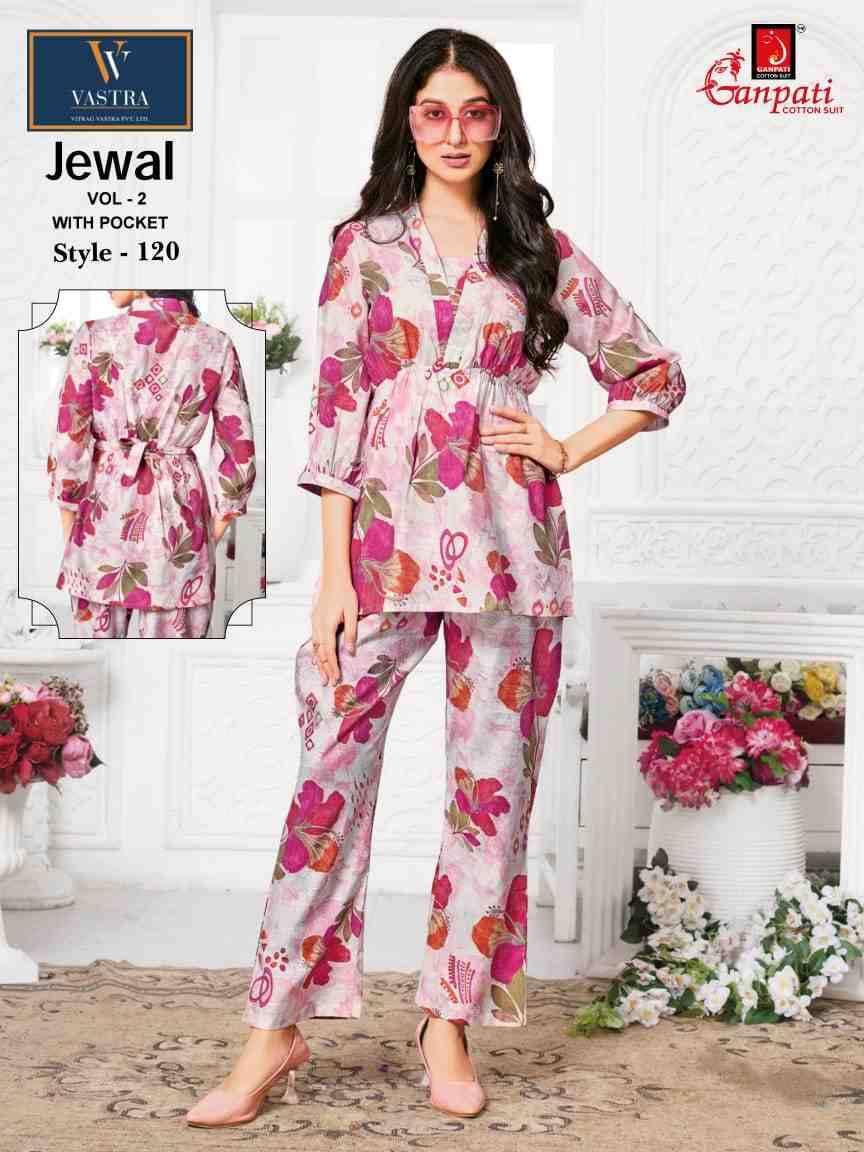 Jewal Vol-2 By Ganpati Cotton Suit 120 To 131 Series Designer Stylish Fancy Colorful Beautiful Party Wear & Ethnic Wear Collection Vertican Co-Ord At Wholesale Price