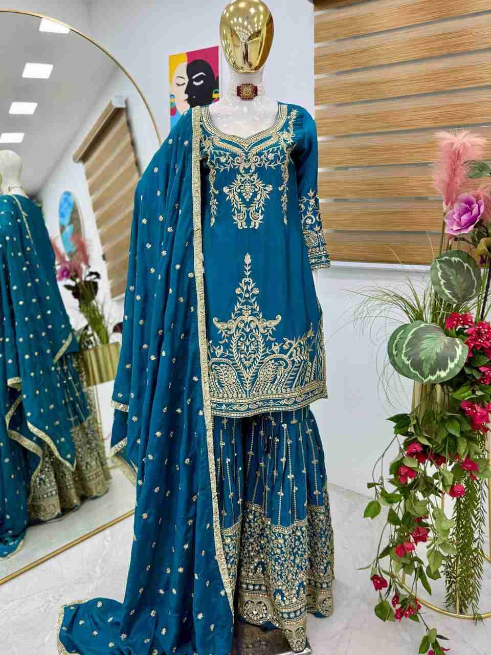 Zf-9016 By Fashid Wholesale 01 To 04 Series Beautiful Sharara Colorful Fancy Wedding Collection Occasional Wear & Party Wear Heavy Chinnon Silk Dresses At Wholesale Price