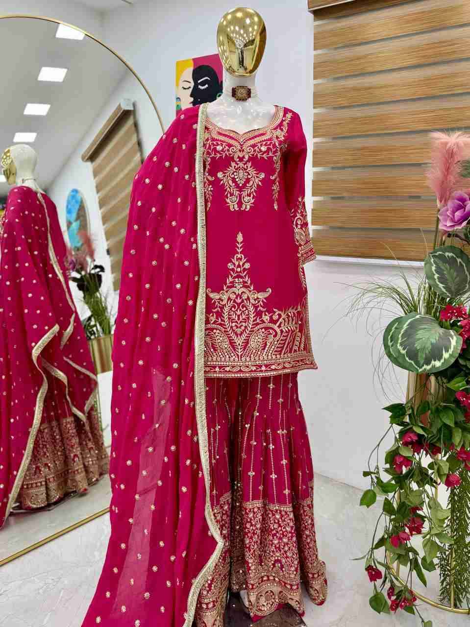 Zf-9016 By Fashid Wholesale 01 To 04 Series Beautiful Sharara Colorful Fancy Wedding Collection Occasional Wear & Party Wear Heavy Chinnon Silk Dresses At Wholesale Price
