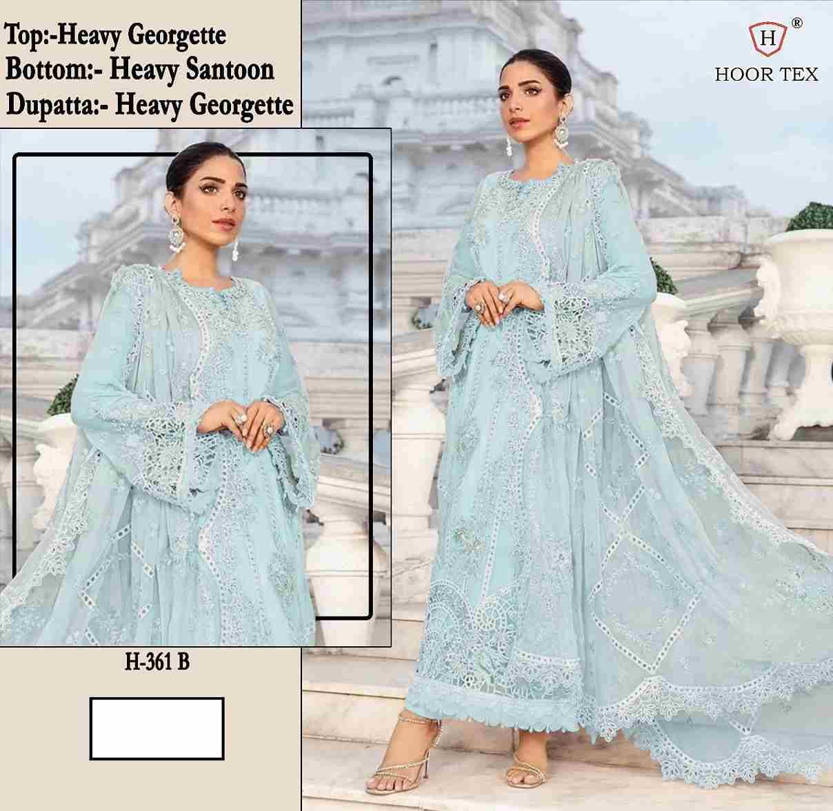 Hoor Tex Hit Design H-361 Colours By Hoor Tex H-361-A To H-361-D Series Designer Festive Pakistani Suits Collection Beautiful Stylish Fancy Colorful Party Wear & Occasional Wear Heavy Georgette With Embroidered Dresses At Wholesale Price
