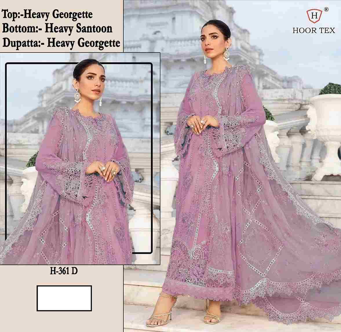 Hoor Tex Hit Design H-361 Colours By Hoor Tex H-361-A To H-361-D Series Designer Festive Pakistani Suits Collection Beautiful Stylish Fancy Colorful Party Wear & Occasional Wear Heavy Georgette With Embroidered Dresses At Wholesale Price