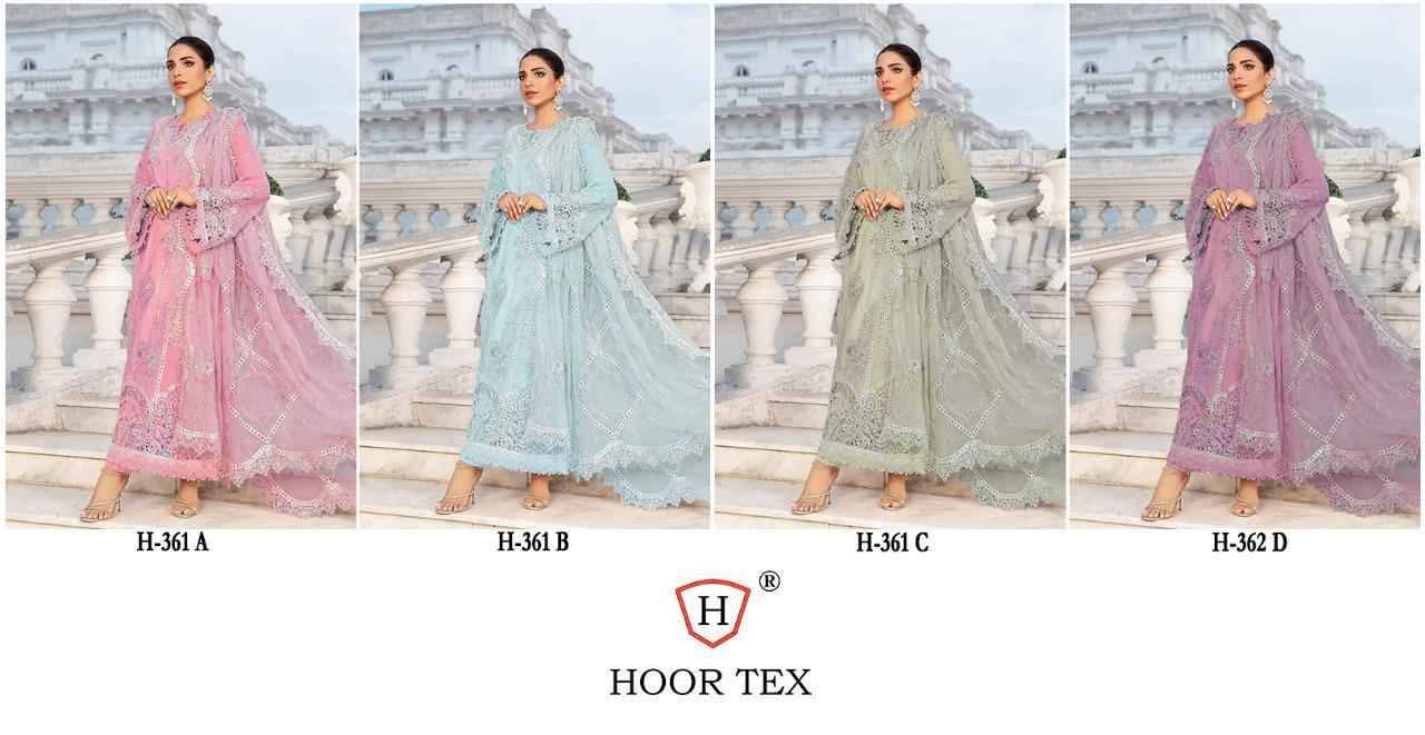 Hoor Tex Hit Design H-361 Colours By Hoor Tex H-361-A To H-361-D Series Designer Festive Pakistani Suits Collection Beautiful Stylish Fancy Colorful Party Wear & Occasional Wear Heavy Georgette With Embroidered Dresses At Wholesale Price