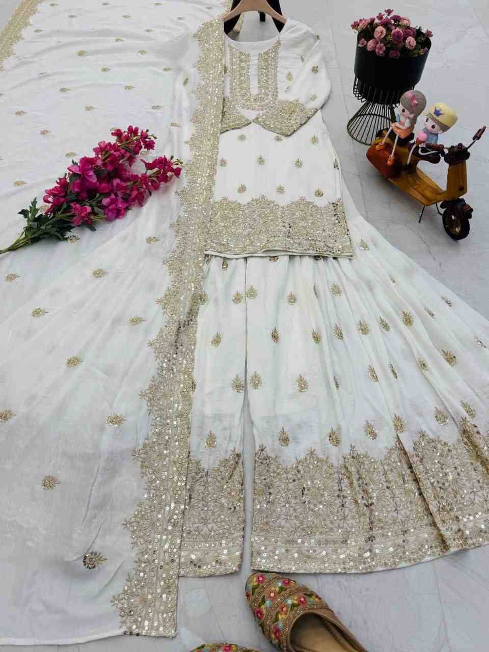 Zf-10093 By Fashid Wholesale Beautiful Sharara Colorful Fancy Wedding Collection Occasional Wear & Party Wear Heavy Chinnon Silk Dresses At Wholesale Price