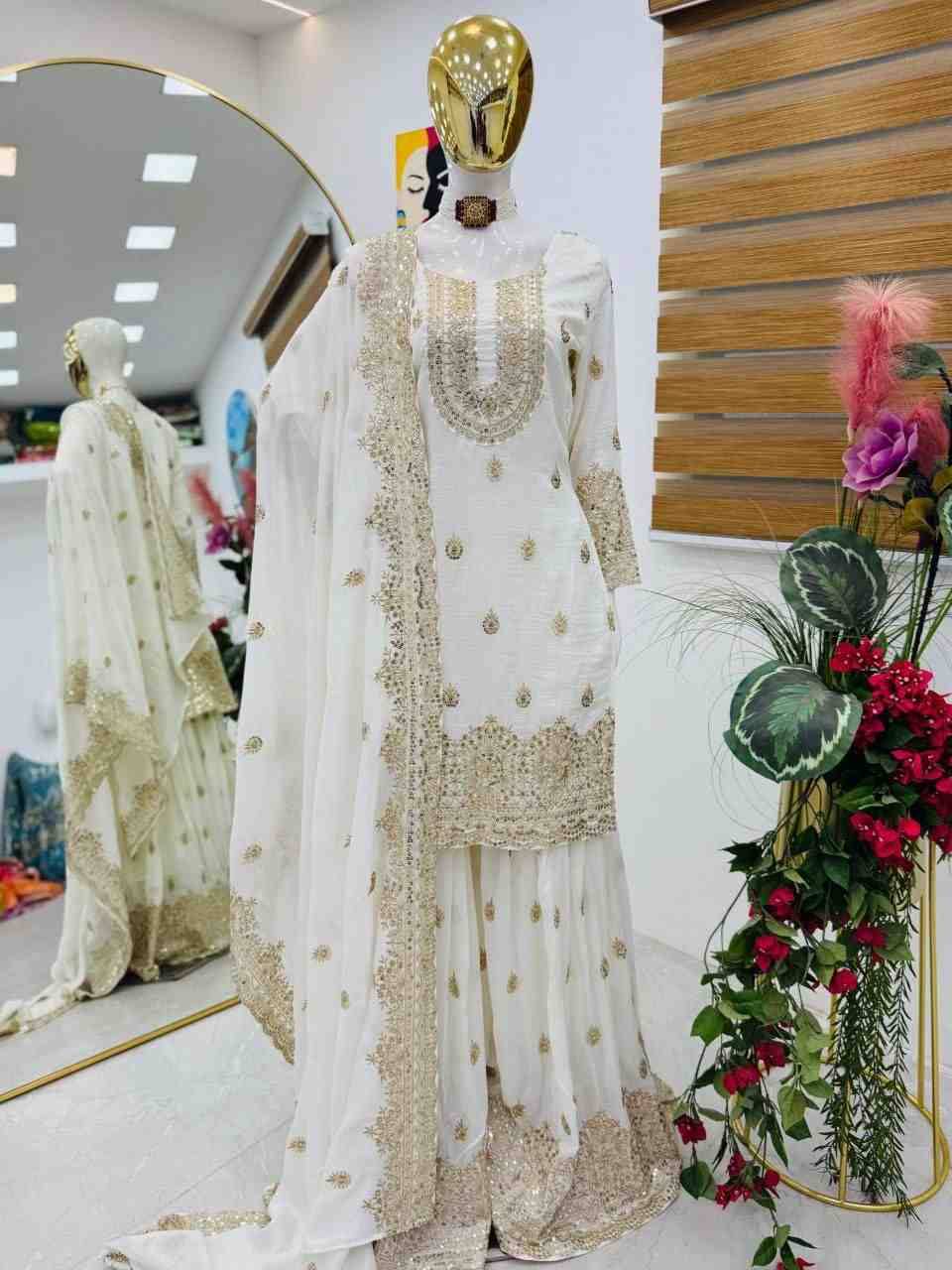 Zf-10093 By Fashid Wholesale Beautiful Sharara Colorful Fancy Wedding Collection Occasional Wear & Party Wear Heavy Chinnon Silk Dresses At Wholesale Price