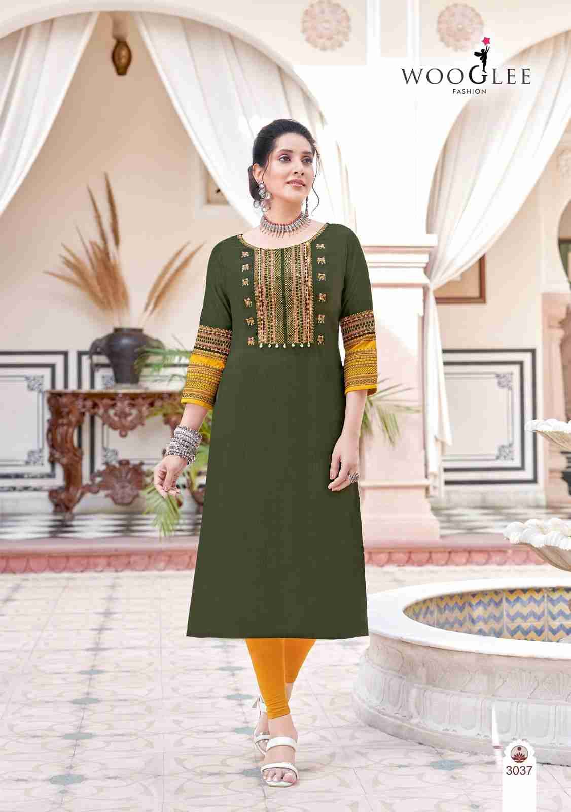 Salonee Vol-8 By Wooglee 3037 To 3042 Series Designer Stylish Fancy Colorful Beautiful Party Wear & Ethnic Wear Collection Rayon With Work Kurtis At Wholesale Price