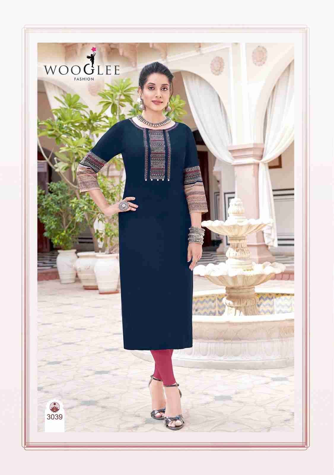 Salonee Vol-8 By Wooglee 3037 To 3042 Series Designer Stylish Fancy Colorful Beautiful Party Wear & Ethnic Wear Collection Rayon With Work Kurtis At Wholesale Price