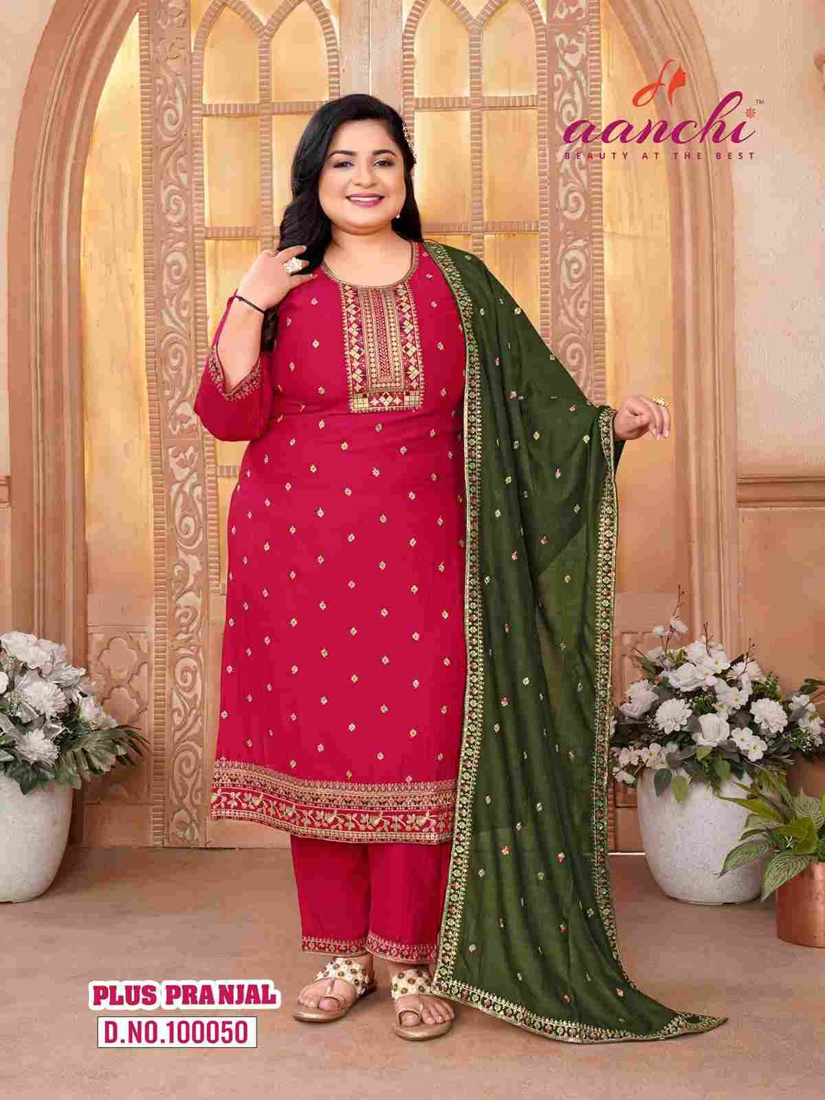 Plus Pranjal By Aanchi 100050 To 100053 Series Beautiful Festive Suits Colorful Stylish Fancy Casual Wear & Ethnic Wear Vichitra Silk Print Dresses At Wholesale Price