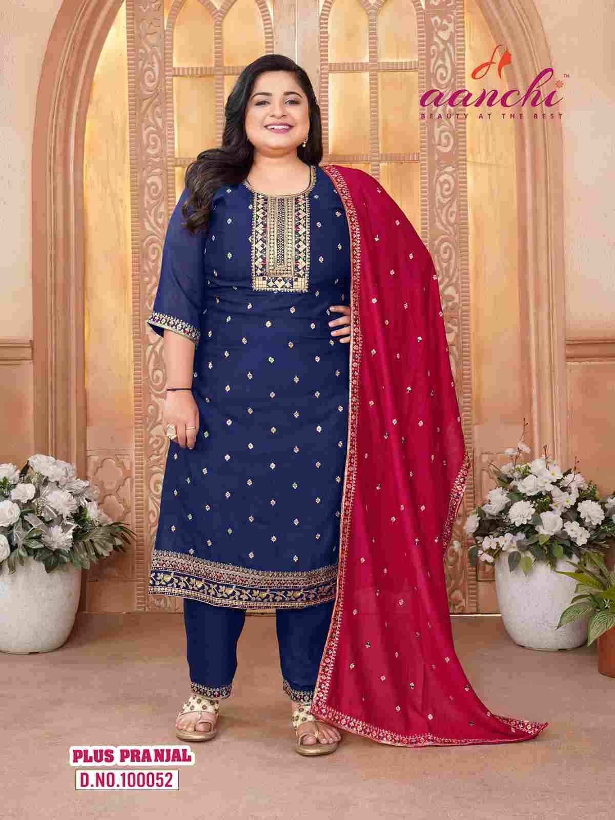 Plus Pranjal By Aanchi 100050 To 100053 Series Beautiful Festive Suits Colorful Stylish Fancy Casual Wear & Ethnic Wear Vichitra Silk Print Dresses At Wholesale Price