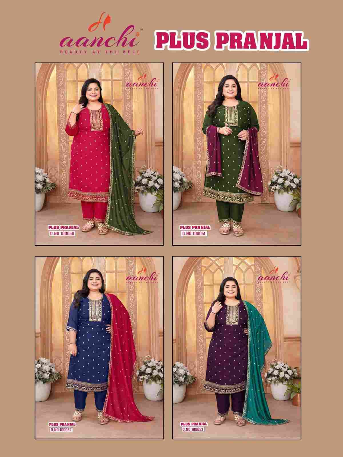 Plus Pranjal By Aanchi 100050 To 100053 Series Beautiful Festive Suits Colorful Stylish Fancy Casual Wear & Ethnic Wear Vichitra Silk Print Dresses At Wholesale Price