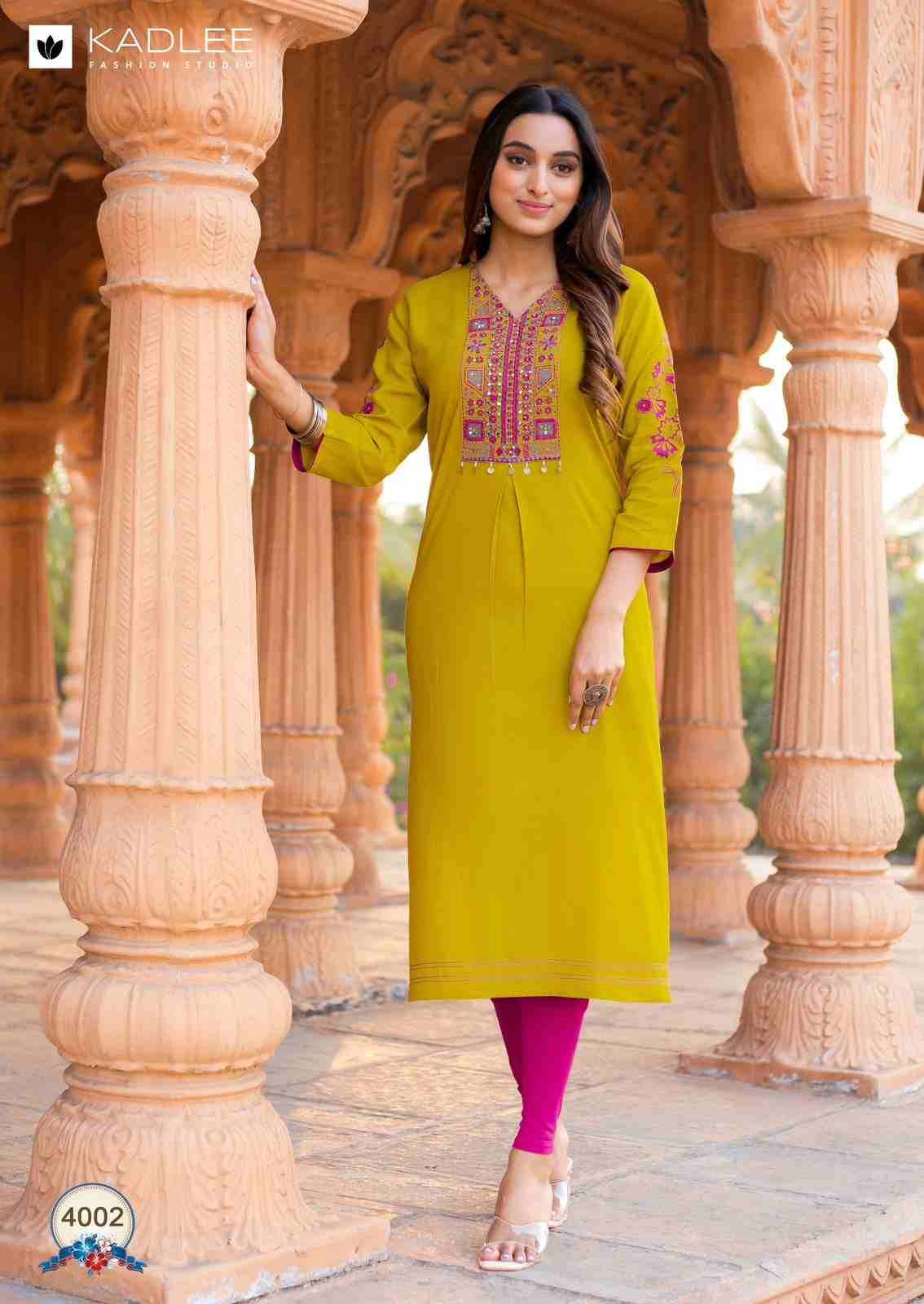 Ladlee By Kadlee 4001 To 4006 Series Designer Stylish Fancy Colorful Beautiful Party Wear & Ethnic Wear Collection Heavy Rayon Kurtis At Wholesale Price