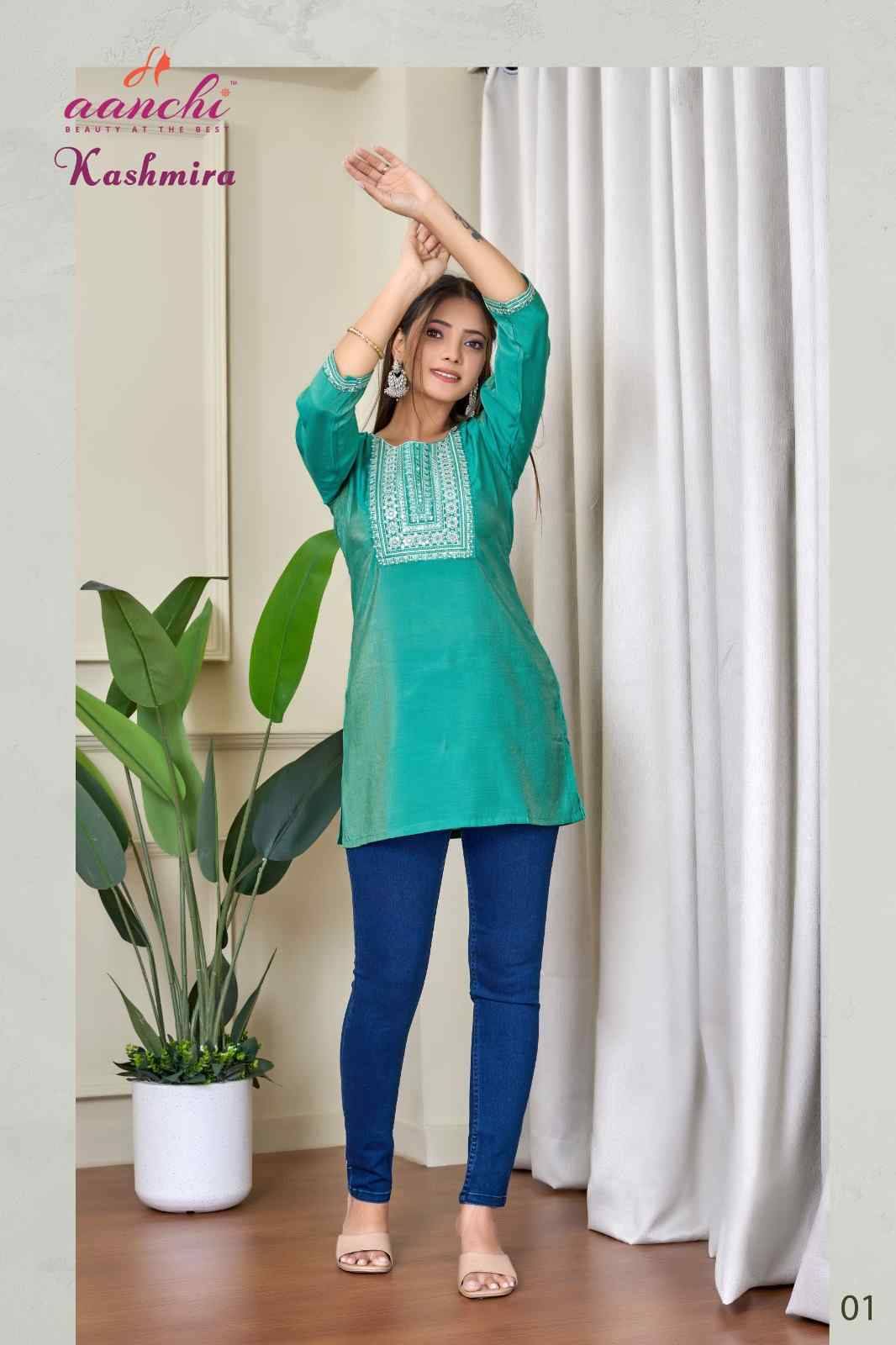 Kashmira By Aanchi 01 To 04 Series Designer Stylish Fancy Colorful Beautiful Party Wear & Ethnic Wear Collection Roman Shimmer Tops At Wholesale Price