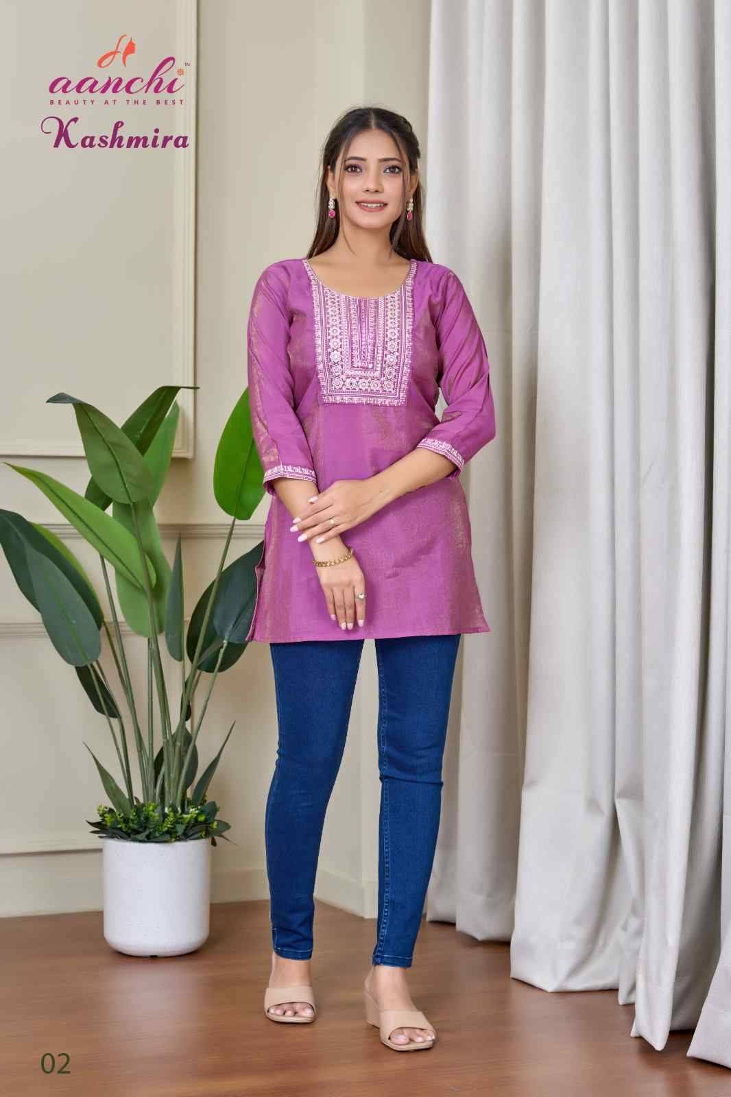 Kashmira By Aanchi 01 To 04 Series Designer Stylish Fancy Colorful Beautiful Party Wear & Ethnic Wear Collection Roman Shimmer Tops At Wholesale Price