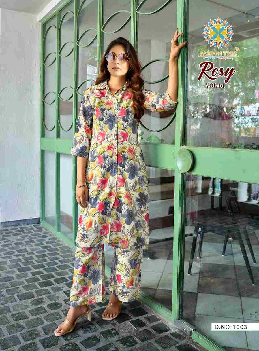Rosy Vol-1 By Passion Tree 1001 To 1008 Series Designer Stylish Fancy Colorful Beautiful Party Wear & Ethnic Wear Collection Rayon Co-Ord At Wholesale Price