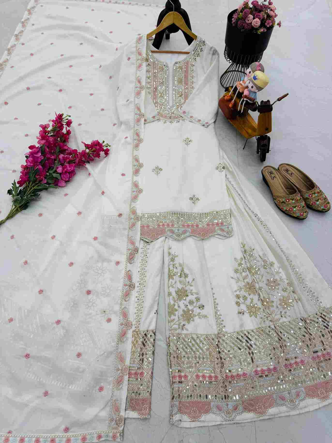 Zd-10099 By Fashid Wholesale 01 To 02 Series Beautiful Sharara Colorful Fancy Wedding Collection Occasional Wear & Party Wear Heavy Chinnon Silk Dresses At Wholesale Price