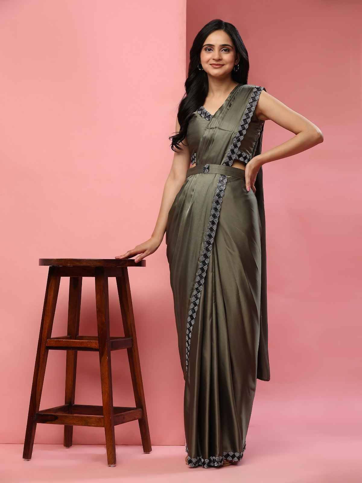 102096 By Amoha Trendz 102096-A To 102096-D Series Indian Traditional Wear Collection Beautiful Stylish Fancy Colorful Party Wear & Occasional Wear Satin Silk Sarees At Wholesale Price