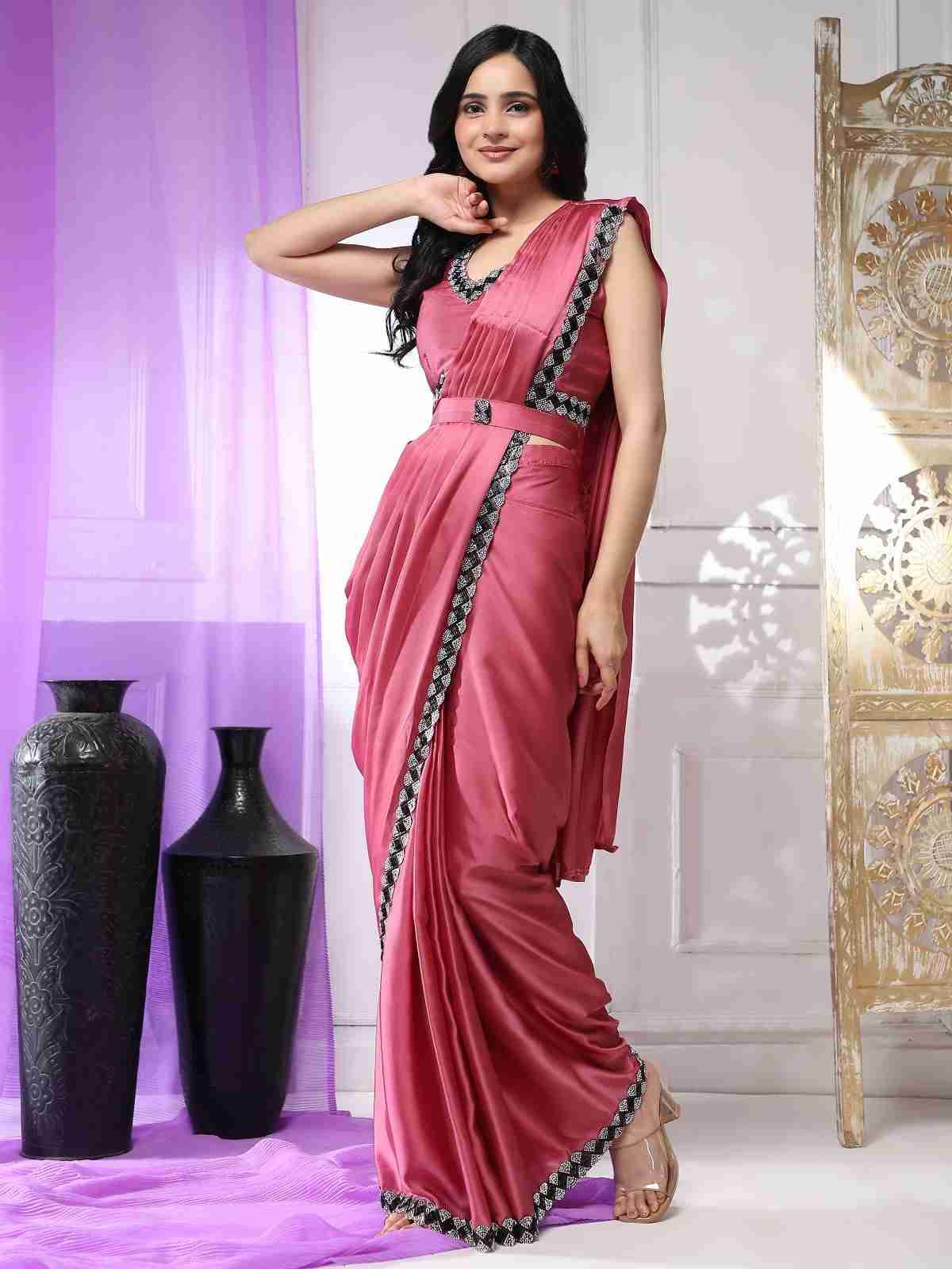 102096 By Amoha Trendz 102096-A To 102096-D Series Indian Traditional Wear Collection Beautiful Stylish Fancy Colorful Party Wear & Occasional Wear Satin Silk Sarees At Wholesale Price