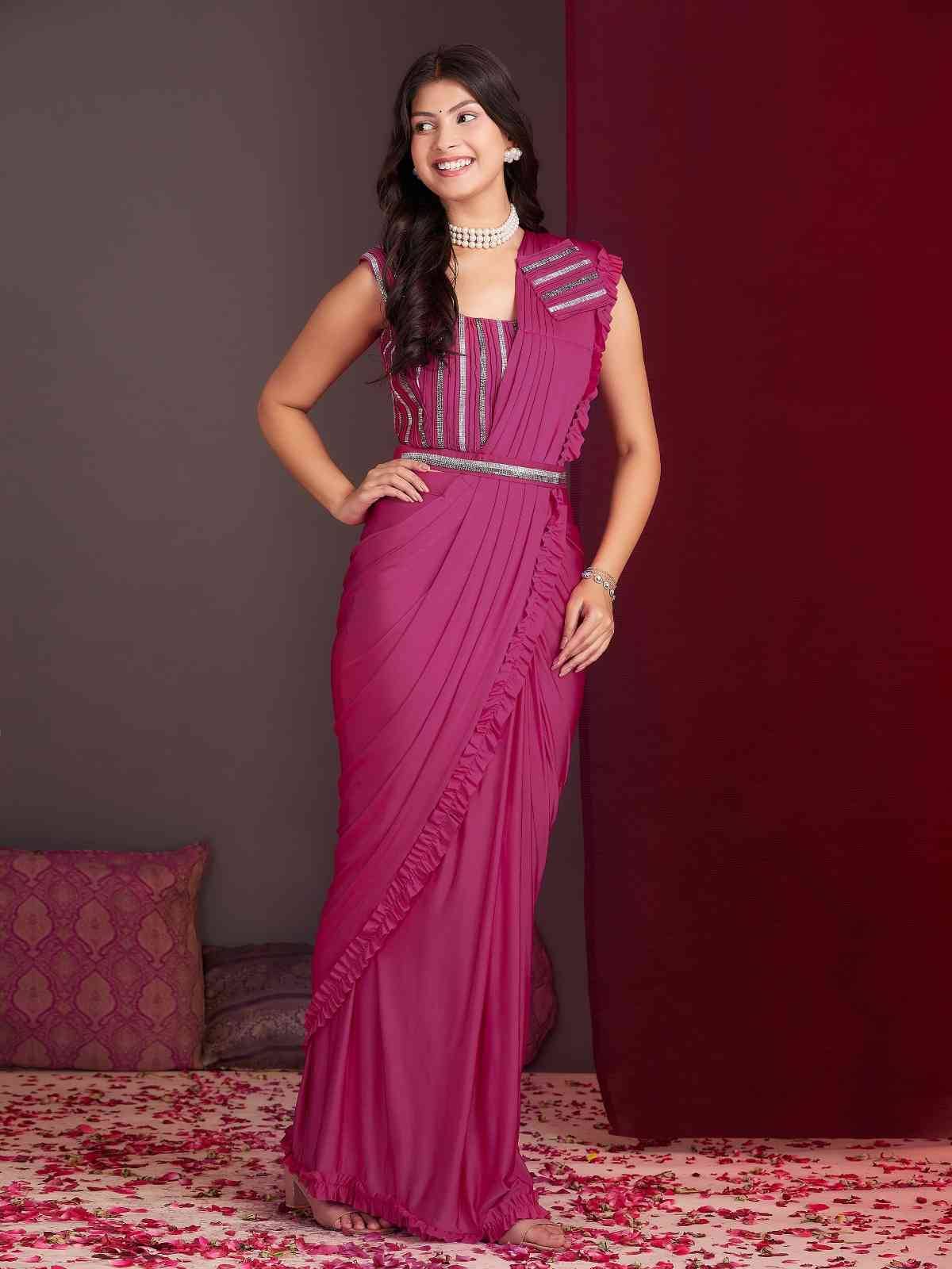102130 By Amoha Trendz 102130-A To 102130-D Series Indian Traditional Wear Collection Beautiful Stylish Fancy Colorful Party Wear & Occasional Wear Lycra Sarees At Wholesale Price
